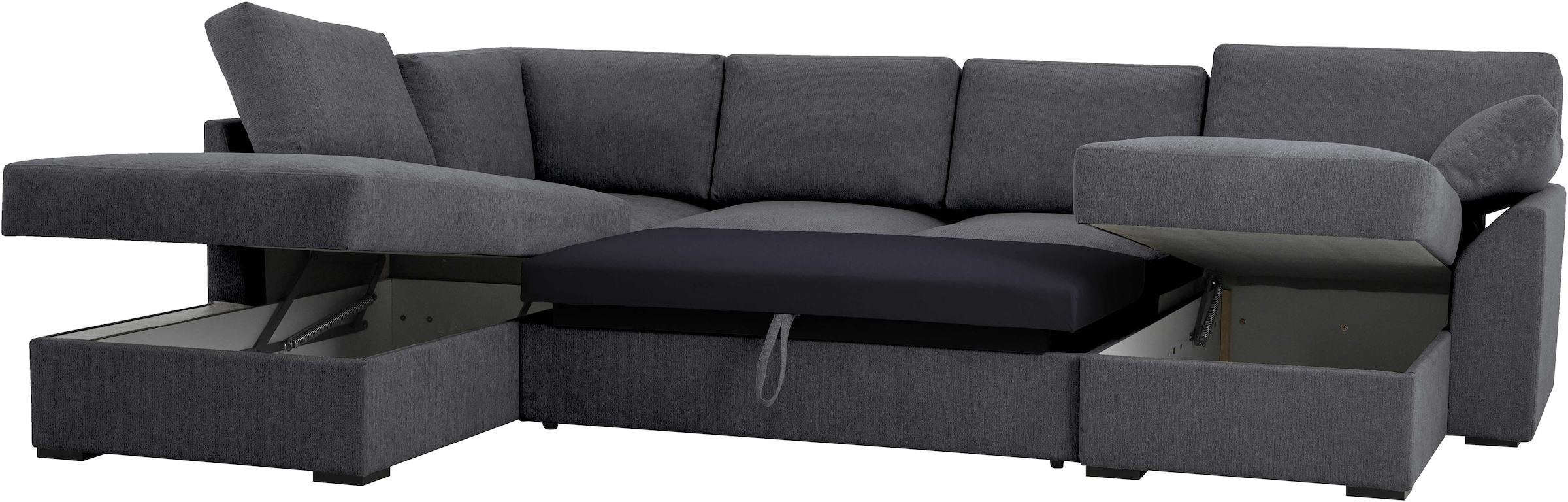 Home affaire Wohnlandschaft »Citry«, Breite 309 cm, Chenille, Bettfunktion, Bettkasten, U-Form