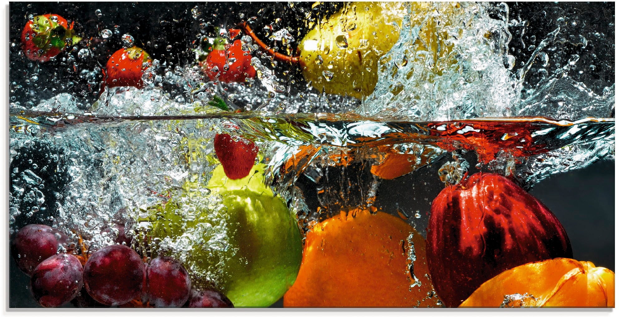 Artland Glasbild "Spritzendes Obst auf dem Wasser", Lebensmittel, (1 St.), günstig online kaufen