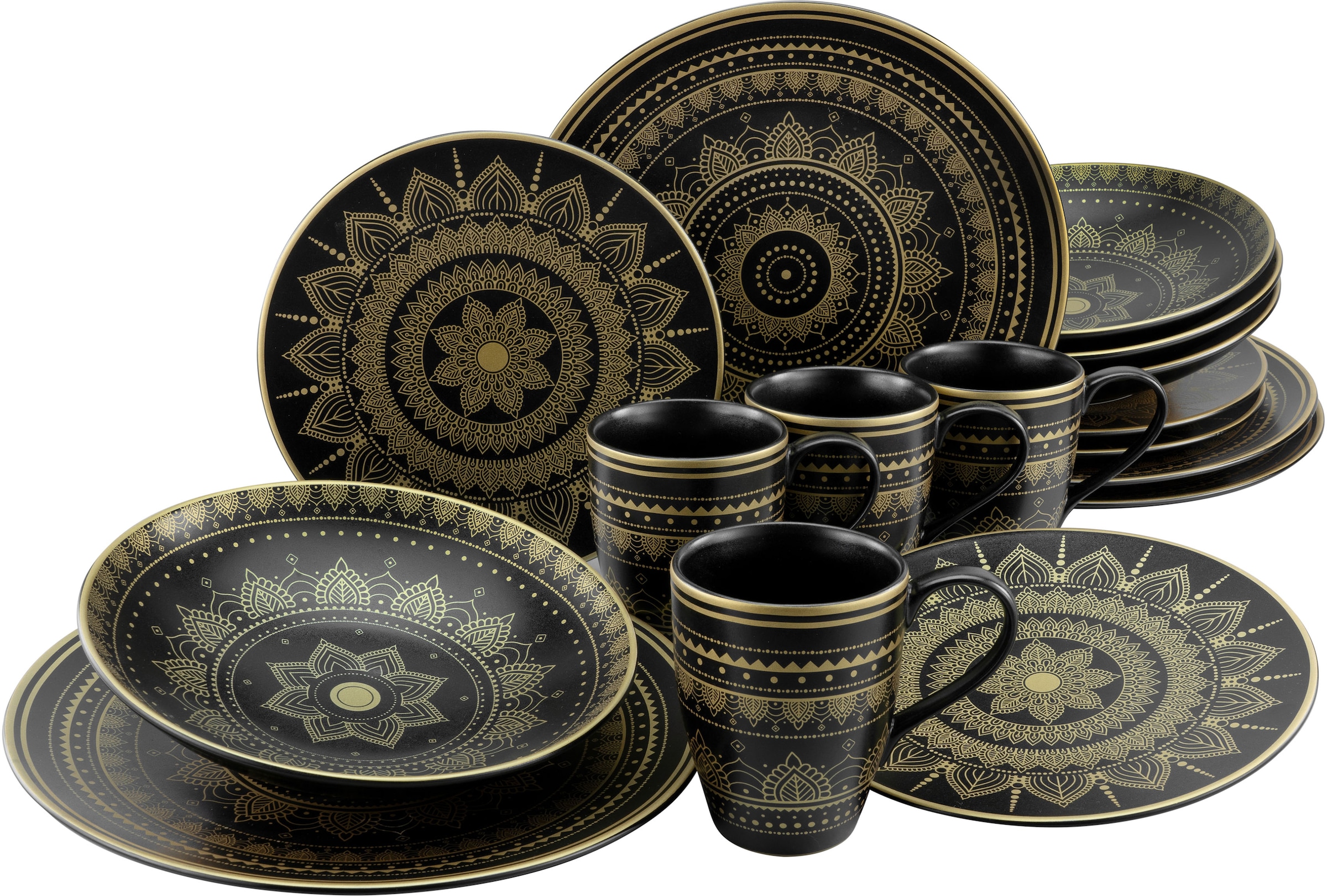 CreaTable Kombiservice »Mandala Gold«, (Set, 16 tlg., Kaffeeservice und Taf günstig online kaufen