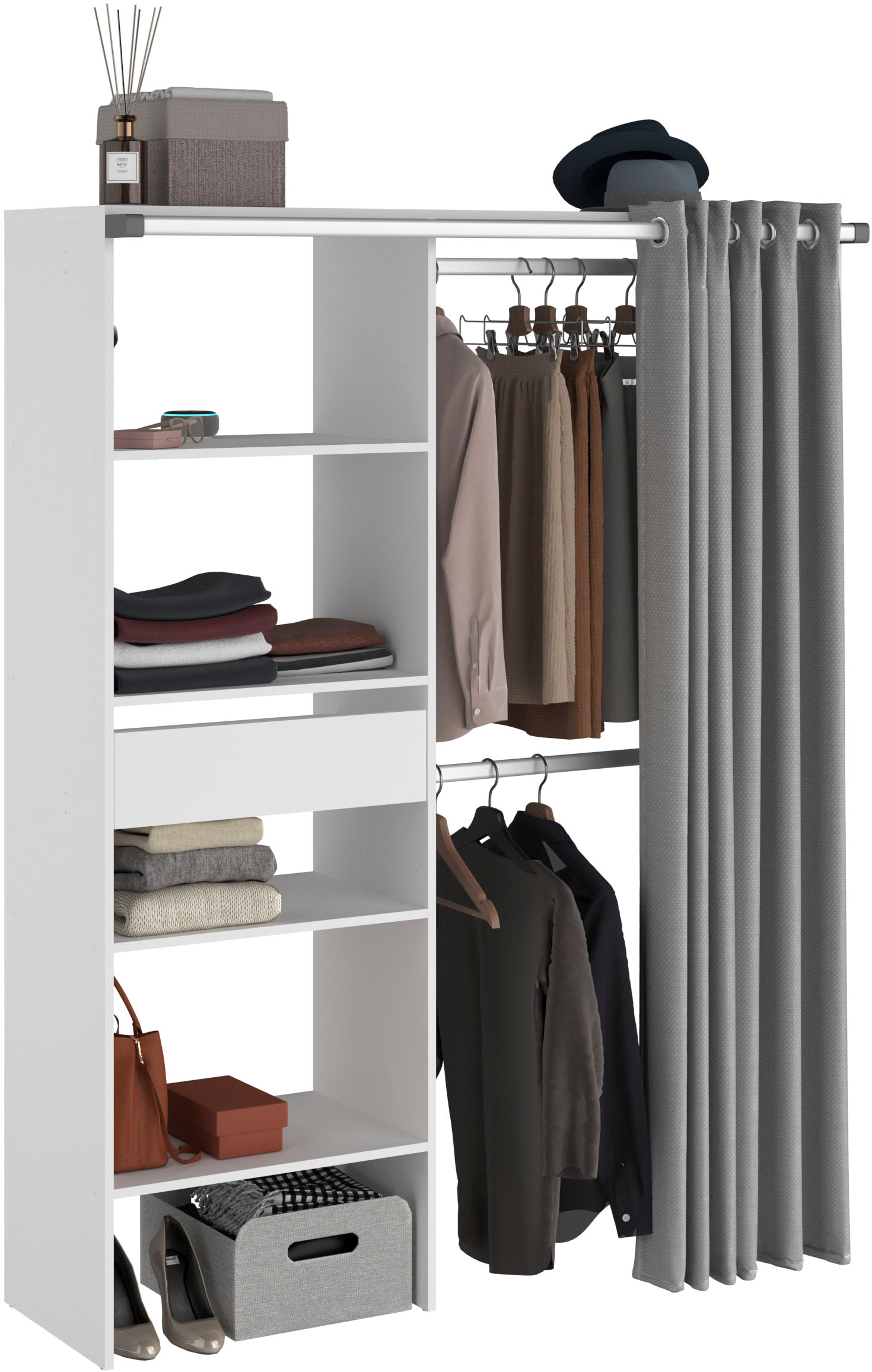 Mehrzweckschrank PARISOT "Parisot Bari 1", weiß, grau, B:143cm H:182cm T:48cm