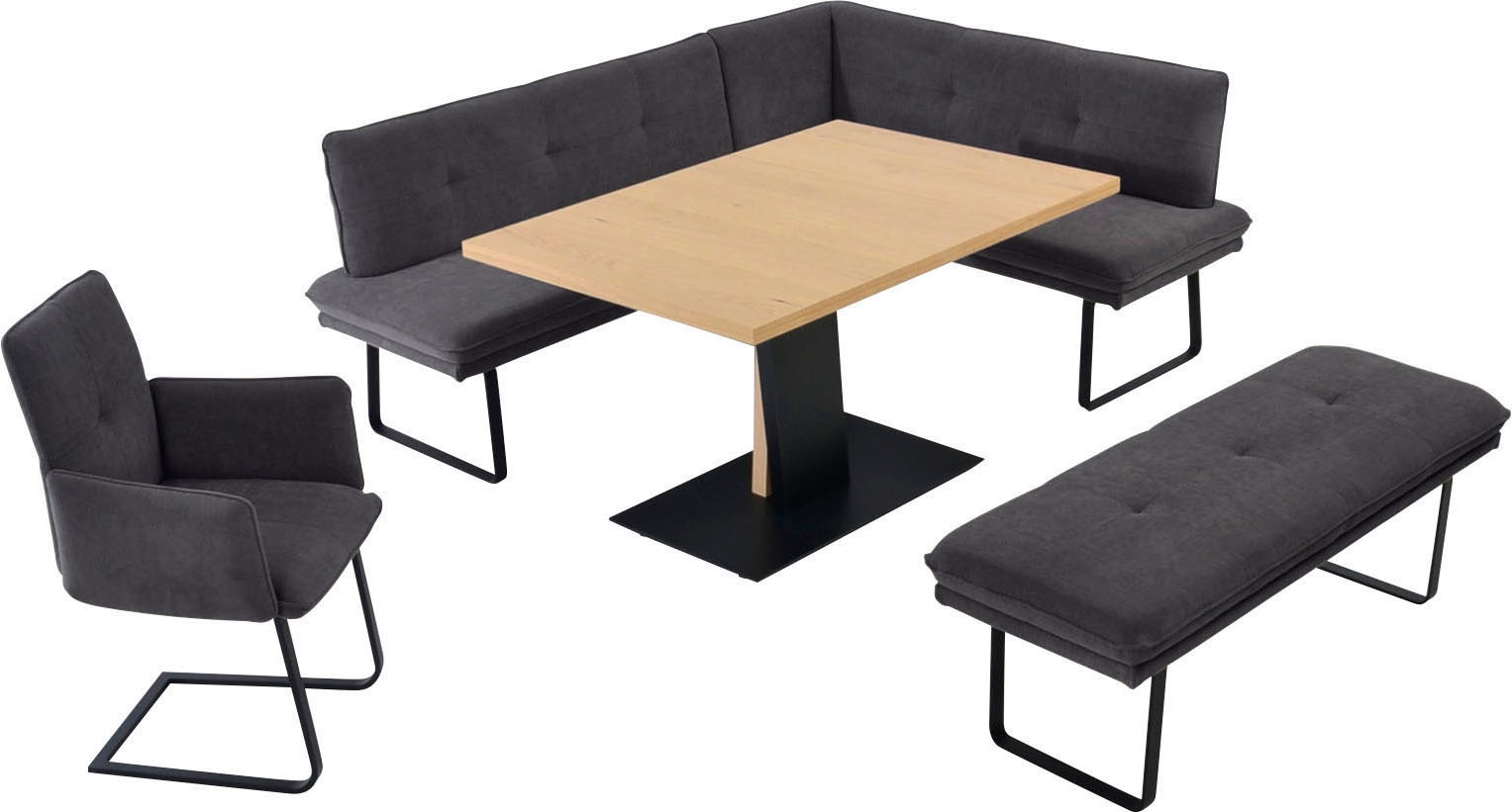 K+W Komfort & Wohnen Essgruppe »Giacomo III« 4 Stk. tlg. wahlweise links oder rechts langer Schenkel 207cm, Freischwingersessel
