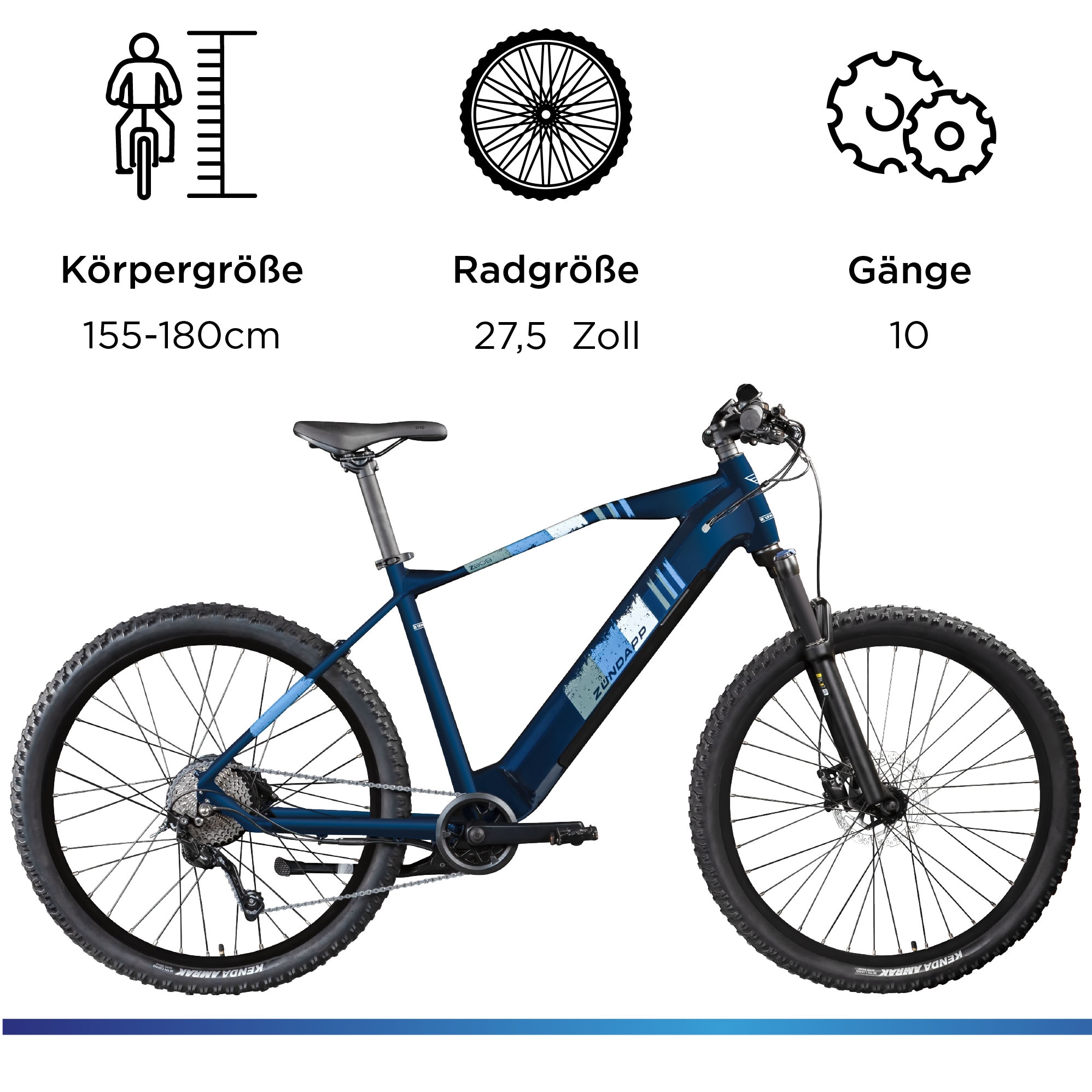 Zündapp »Z808« 10 Gang Shimano Deore RD-T6000 Schaltwerk Kettenschaltung Heckmotor 250 W
