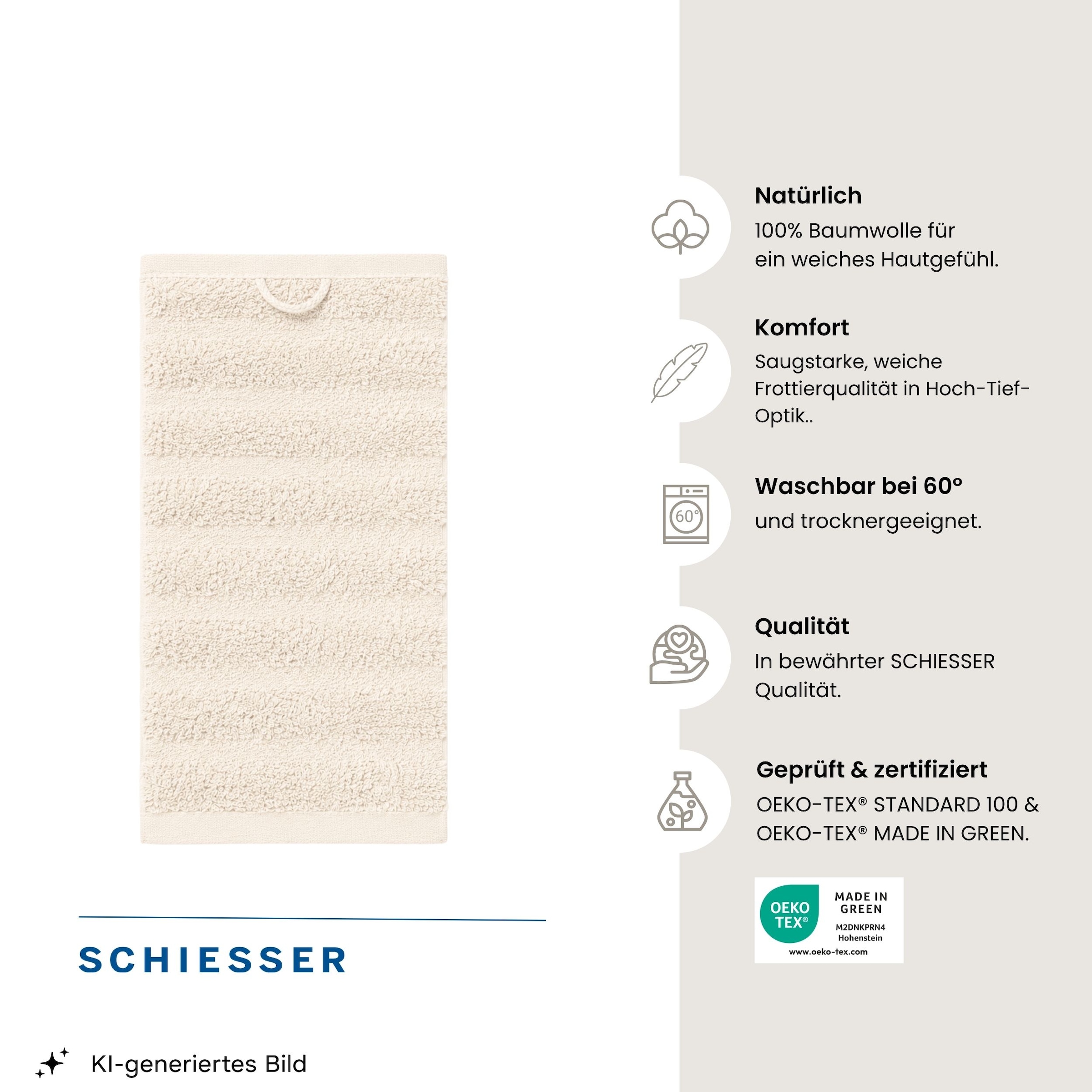 Schiesser Gaestehandtuecher »Neapel aus 100% Baumwolle mit eleganter Hoch-Tief-Optik« OEKO-TEX® MADE IN GREEN