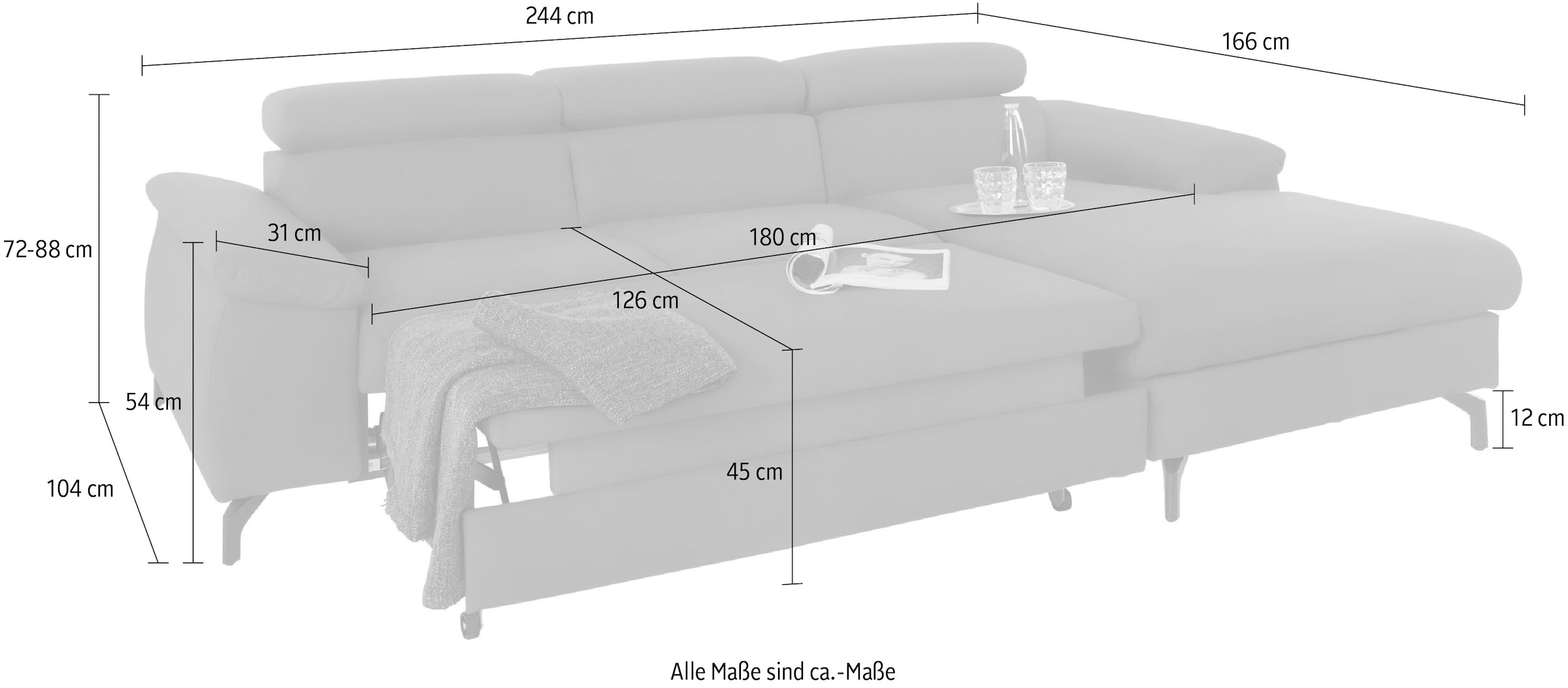 COTTA Ecksofa »Kitty L-Form«, inkl. Kopfteilverstellung, optional mit Bettfunktion u. Bettkasten