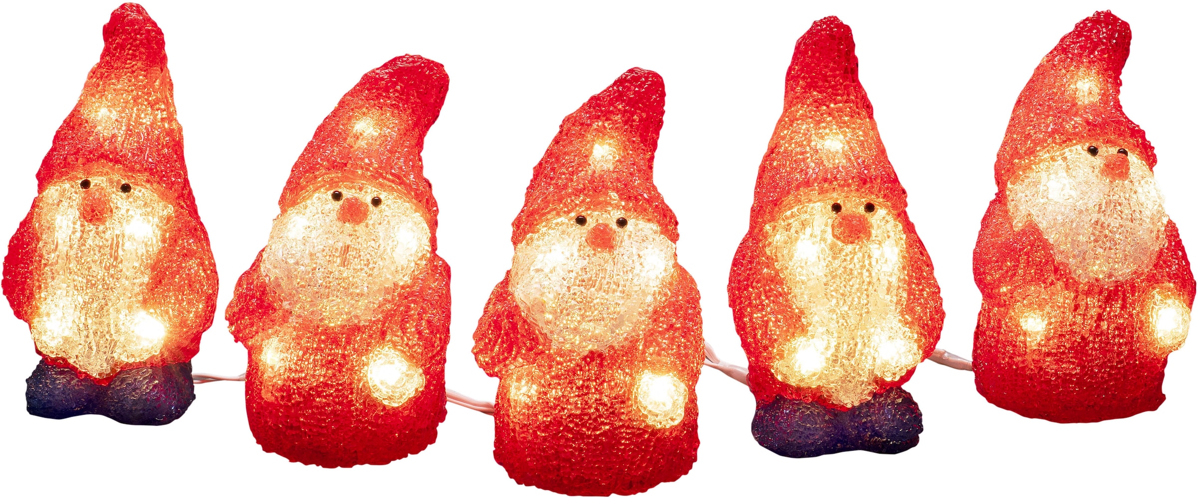 LED Dekofigur »LED Acryl Weihnachtsmann, 5er-Set, 40 warm weiße Dioden«, 40...