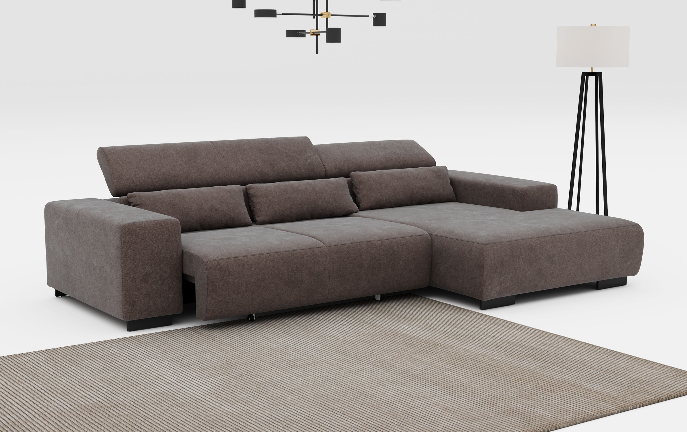 COTTA Ecksofa »Side L-Form, mit Kopfteilverstellung & 3 Nierenkissen«, optional motorische Sitztiefenverstellung