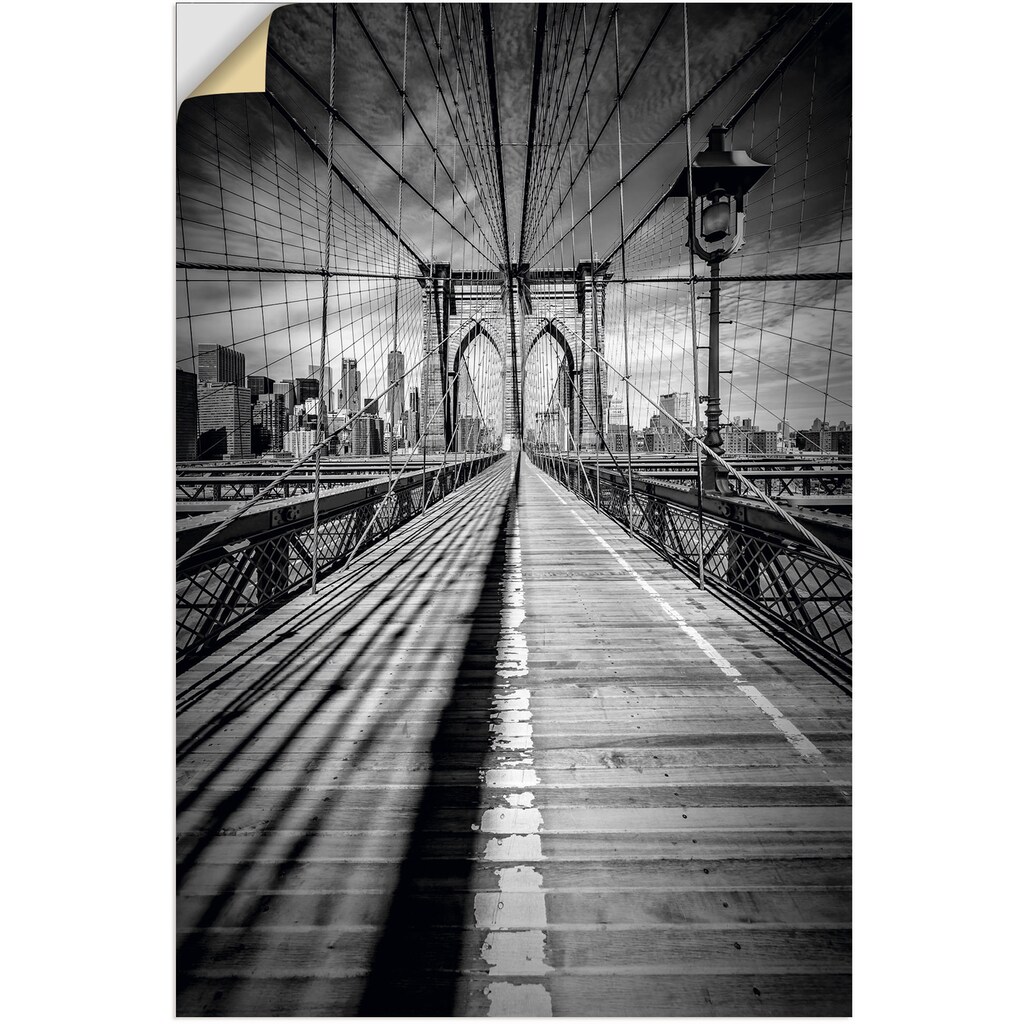 Artland Wandbild »Brooklyn Bridge, New York City Monochrom«, New York, (1 St.), in vielen Größen & Produktarten - Alubild / Outdoorbild für den Außenbereich, Leinwandbild, Poster, Wandaufkleber / Wandtattoo auch für Badezimmer geeignet