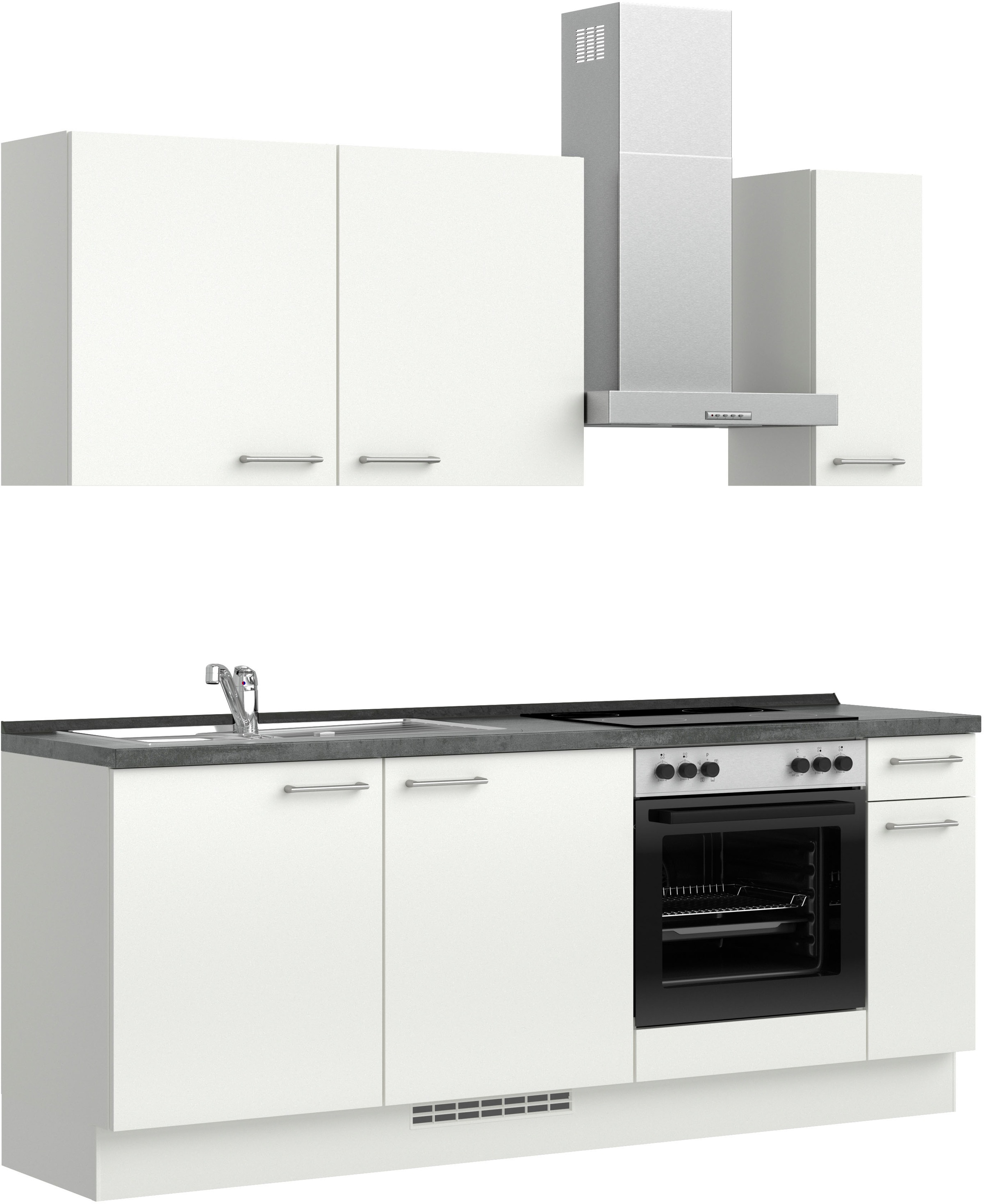 nobilia® Küchenzeile »"Laser I", Breite 210 cm, Ausrichtung wählbar«, vormontiert, wahlw. mit unterschiedlichen E-Geräten-Sets