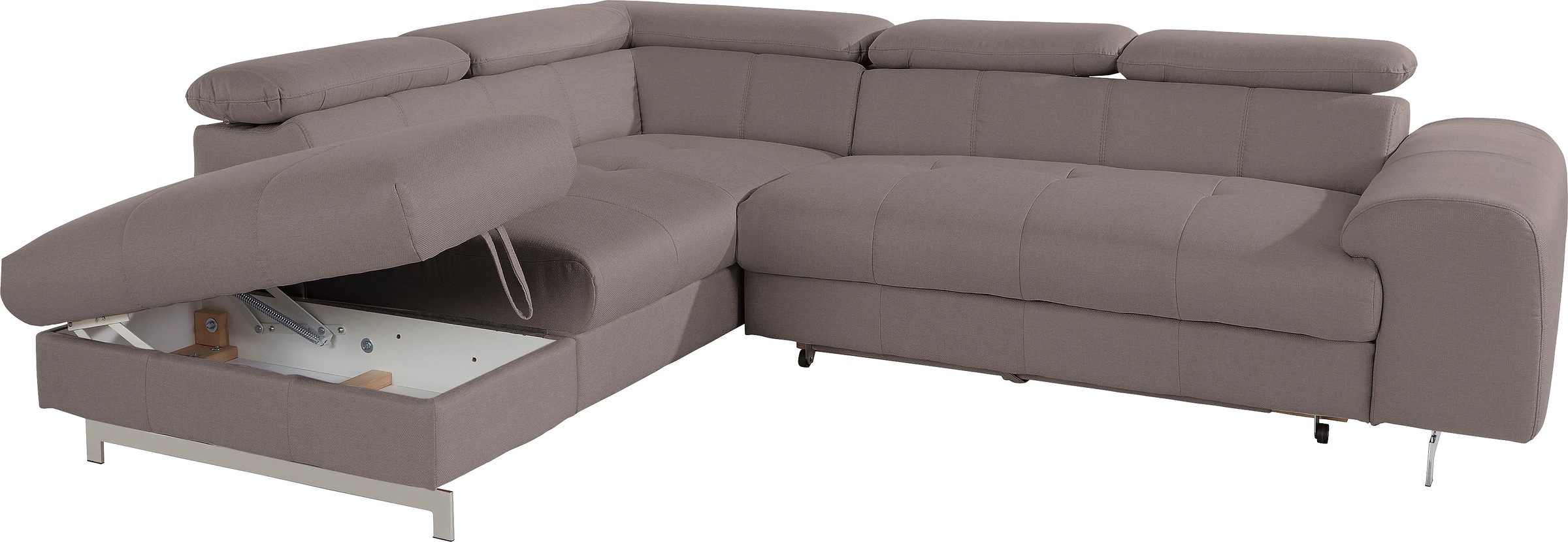 COTTA Polstergarnitur »Chef L-Form«, (Set, 2 tlg.), Set bestehend aus: Ecksofa mit Kopfteilverstellung & Hocker
