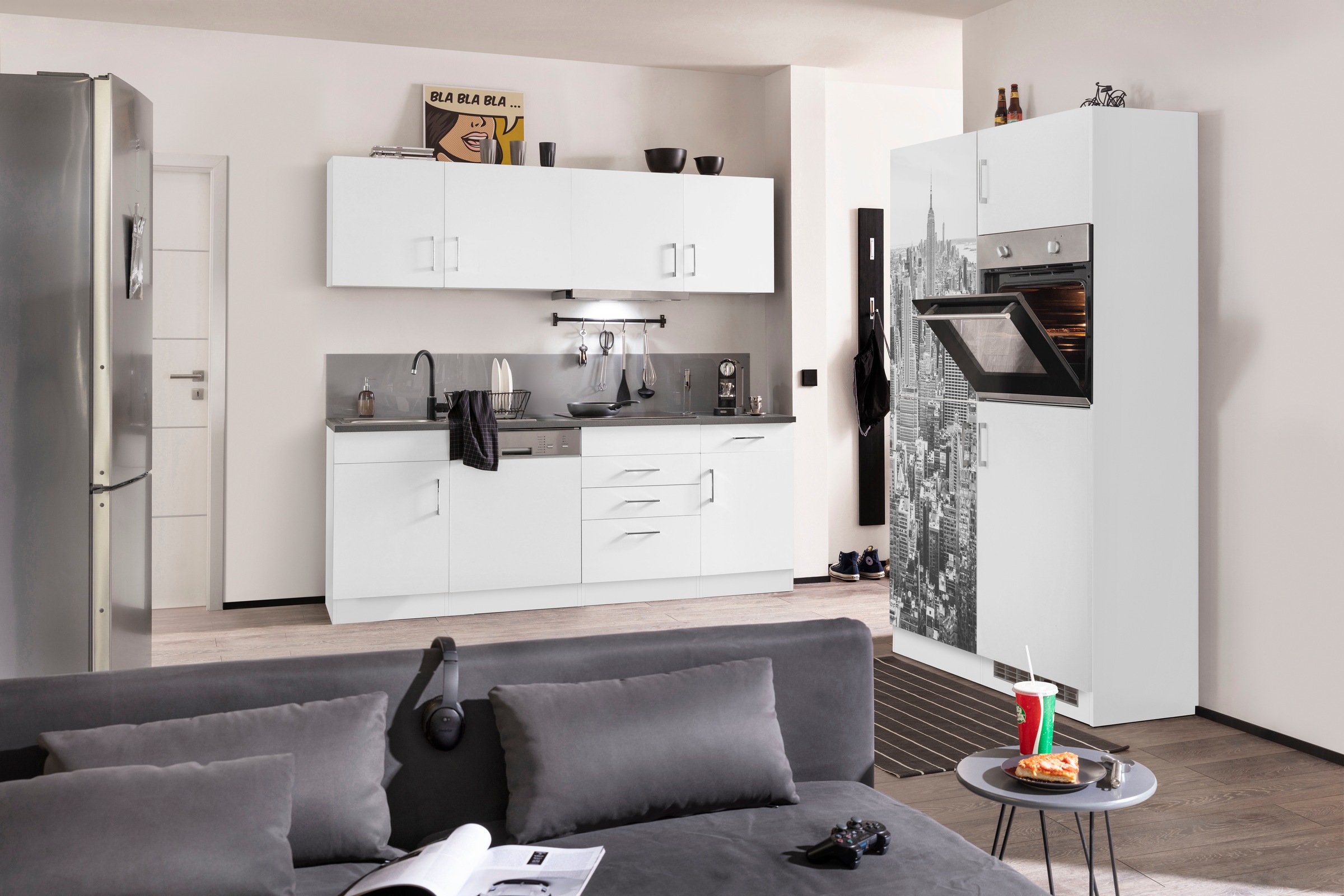 HELD MÖBEL Küchenzeile »Paris«, mit E-Geräten, Breite 340 cm, wahlweise mit Induktionskochfeld