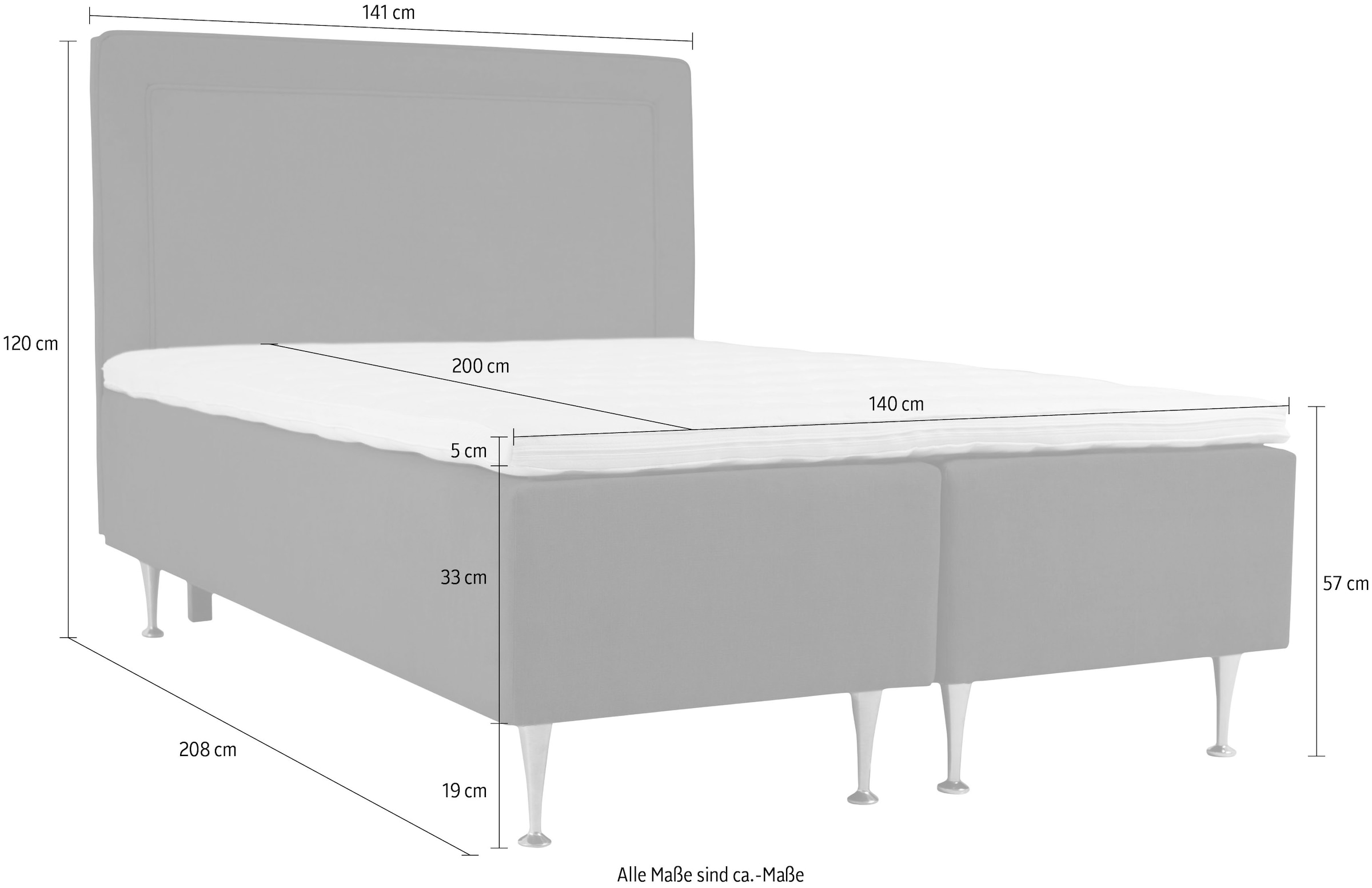 INOSIGN Boxspringbett »Hacer«, Topper, H2 oder H3 und in Breiten 70,80,90,120,140,160,180 wählbar