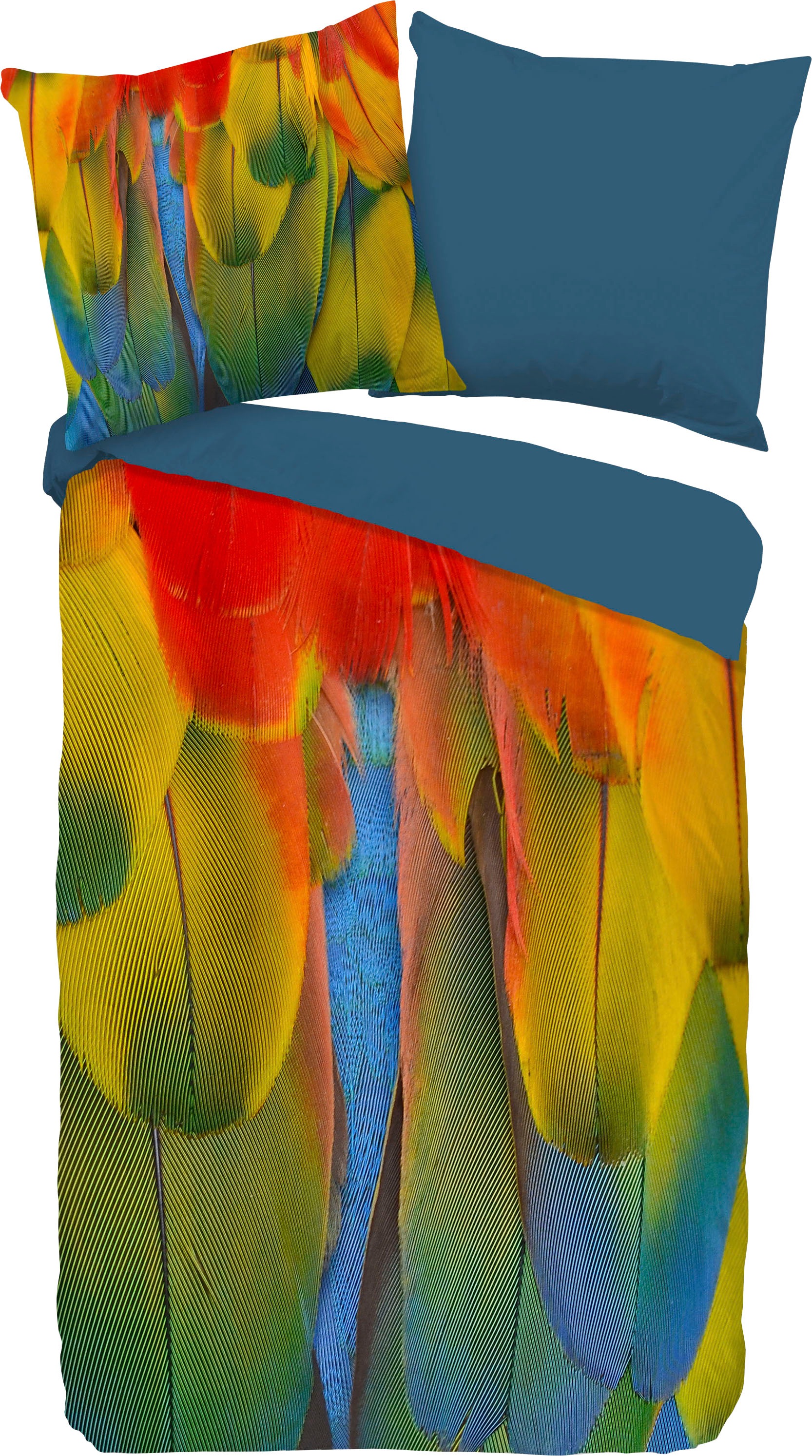 PURE luxury collection Wendebettwäsche »Rainbowfeathers«, Mikrofaser, 135x200, Pflegeleicht, Reißverschluss, Wendeoptik, Federn