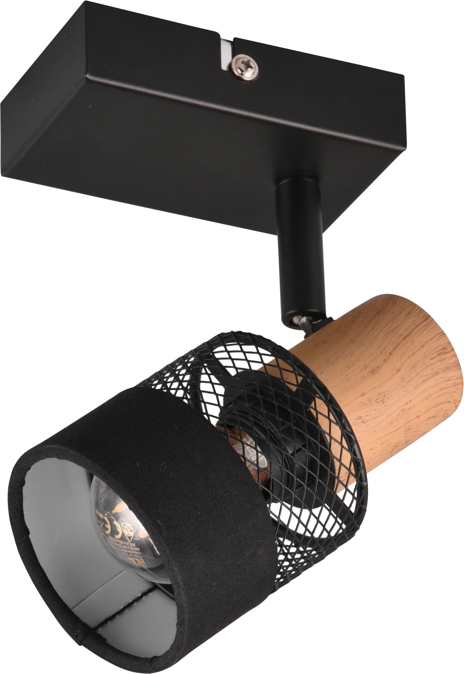 TRIO Leuchten Wandstrahler »NANDINI, Spot 1-flammig exkl 1x E14 max 10W, flexibel drehbarer Spot« E14 1 Stk. warmweiß - kaltweiß Wandspot mit Schirm aus Holz, Stoff und Metall, Ø7cm Schirm