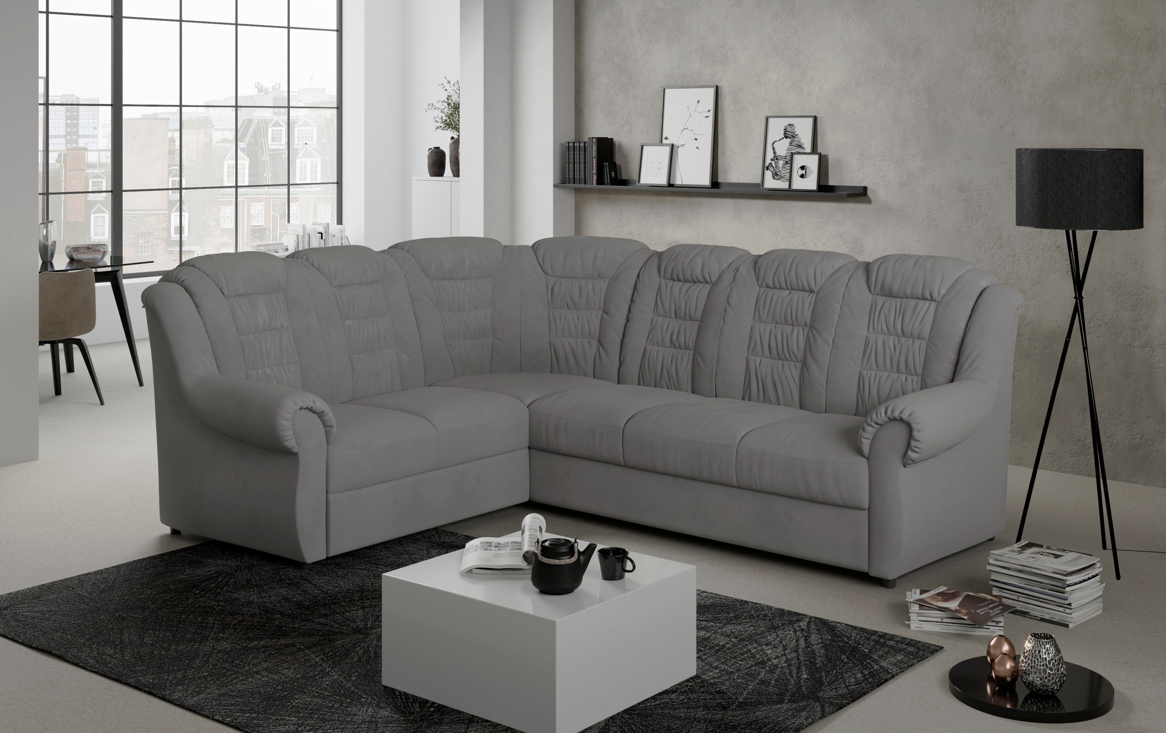 Home affaire Ecksofa »Boston L-Form«, mit hoher Rückenlehne, optional mit Bettfunktion und Stauraum