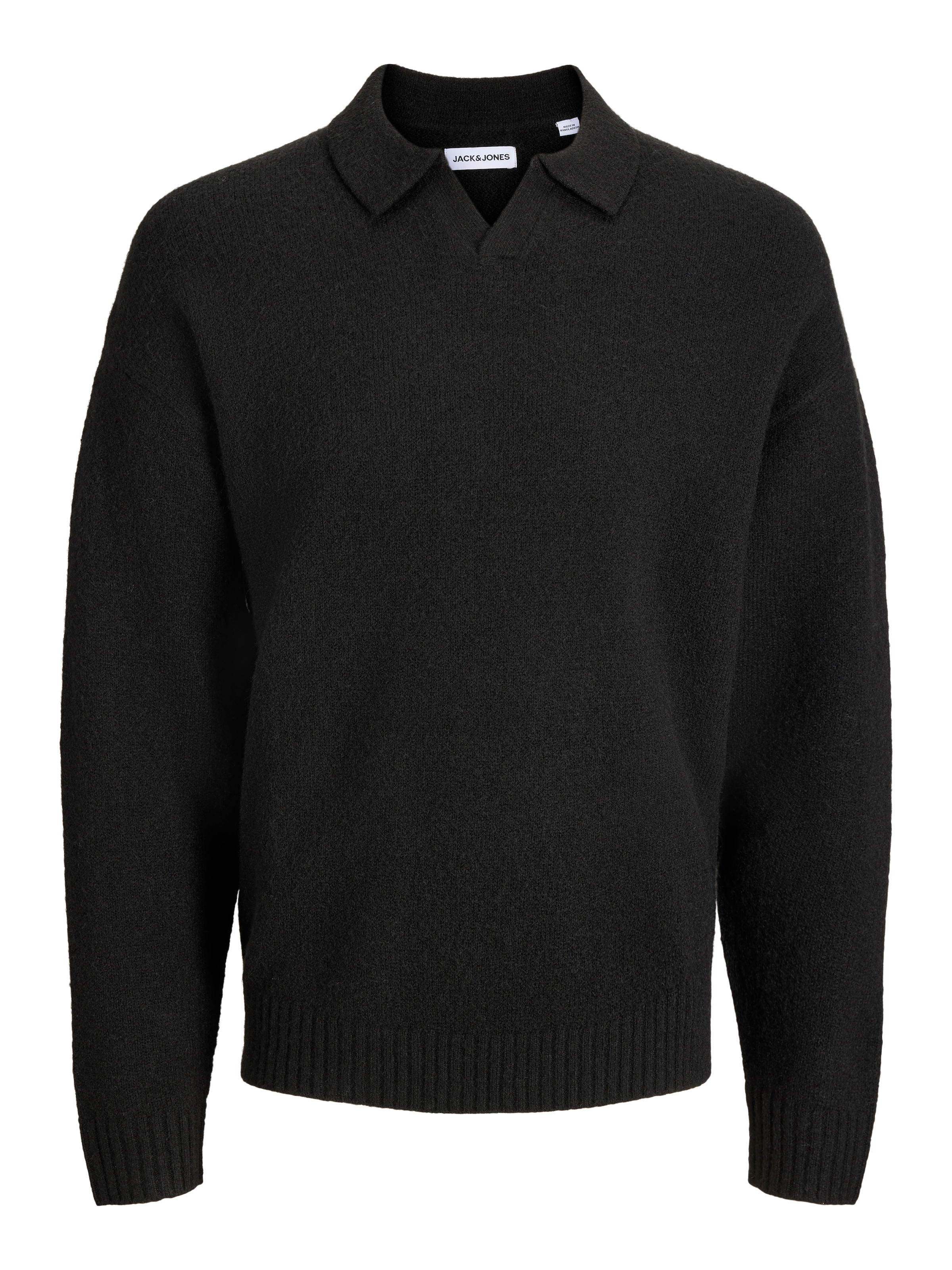 Jack & Jones Polokragenpullover »JJESOHO OLLIE KNIT SPLIT NECK SN« Materialmix, regular fit
