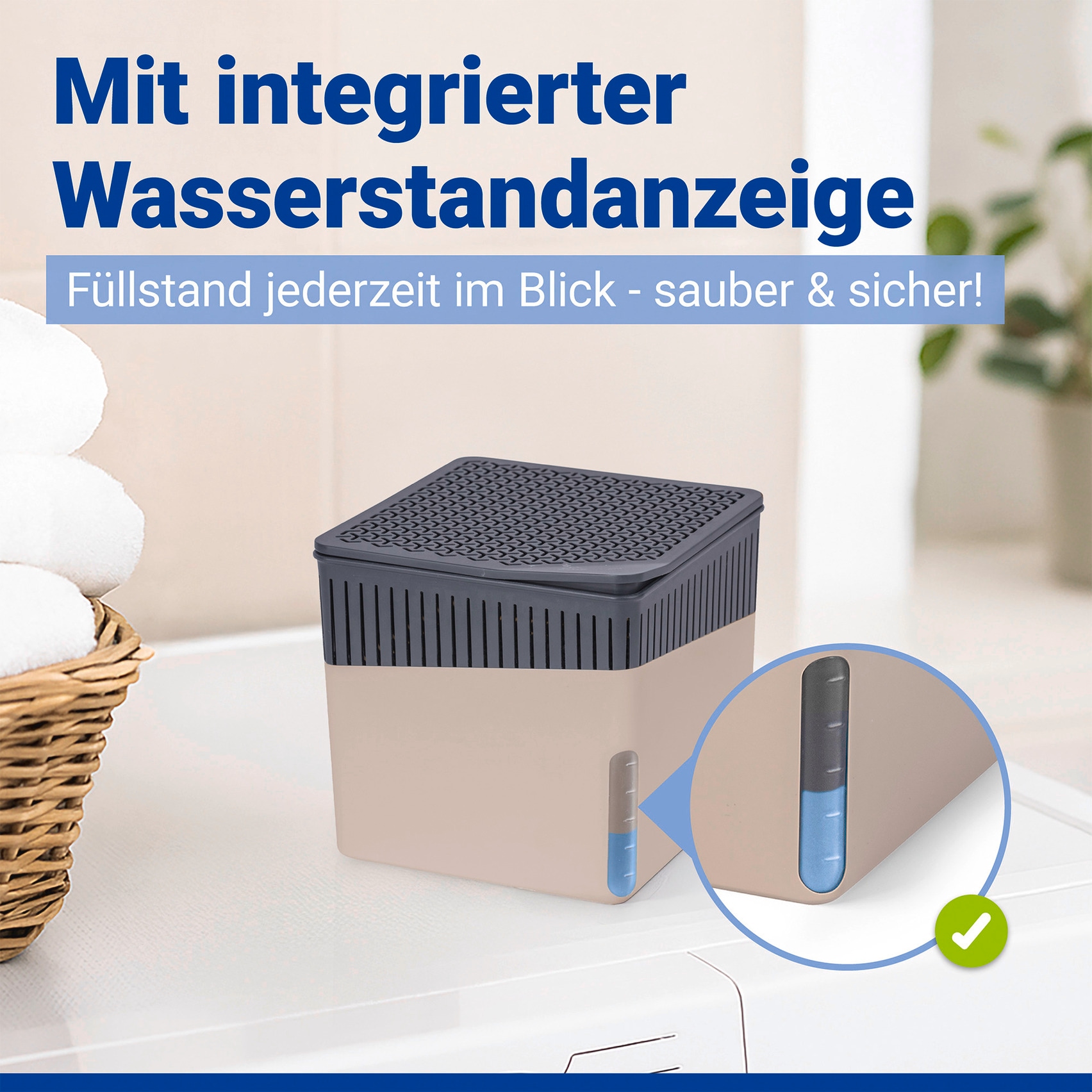 WENKO Luftentfeuchter »Modell Cube« für 40 m³ Räume Tank 0,8 l mit 2 x 500 g Entfeuchter-Blöcken, für Räume bis 40 m³