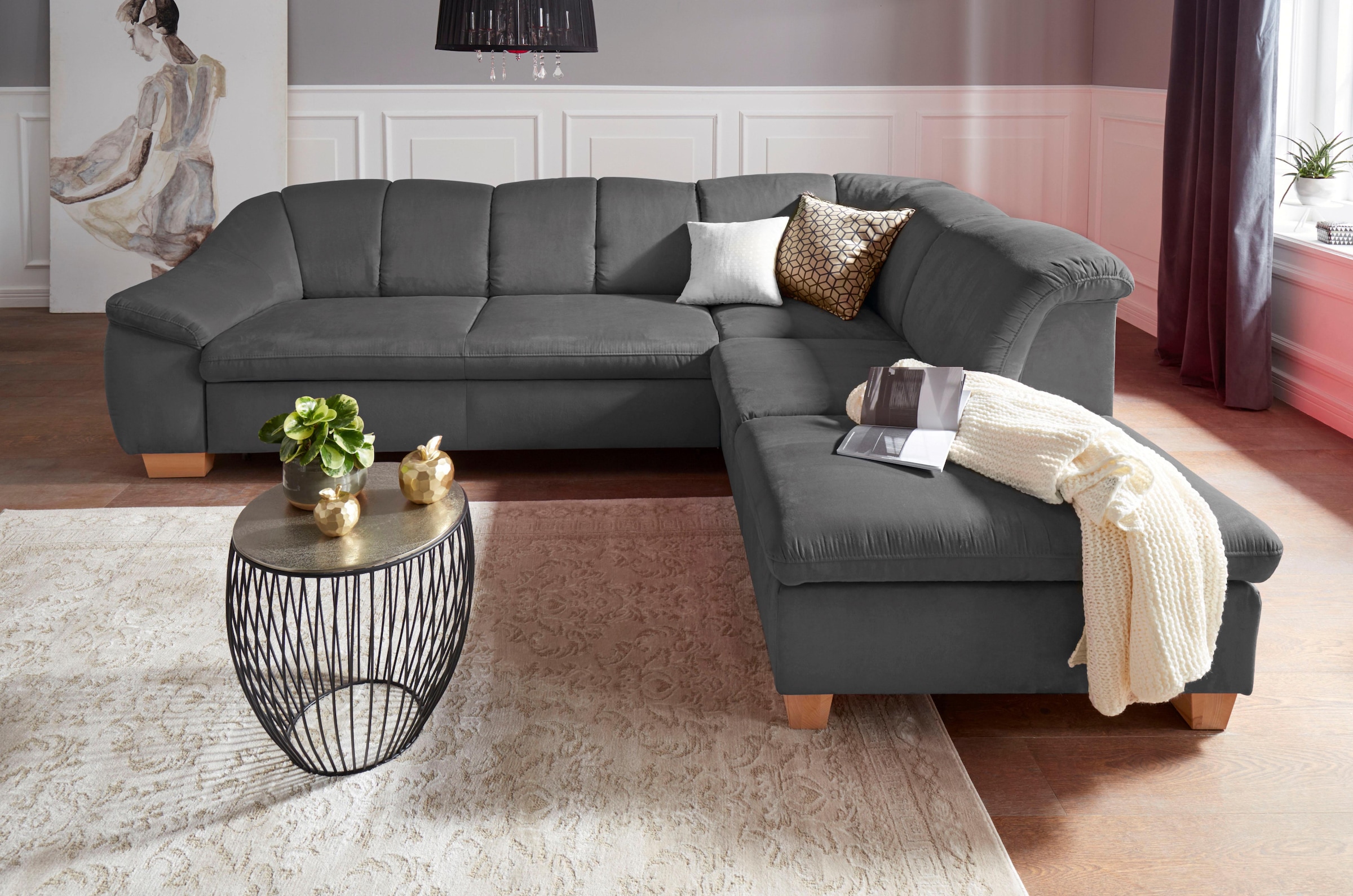 sit&more Ecksofa »Santo L-Form«, mit Federkern, wahlweise mit Bettfunktion günstig online kaufen