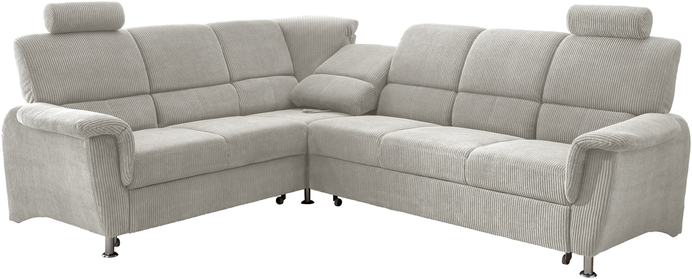 Home affaire Ecksofa »Pisa L-Form, mit Schlaffunktion, Stauraum, 2x höhenverstellbare«, Kopfstützen und Relaxfunktion im Eckelement