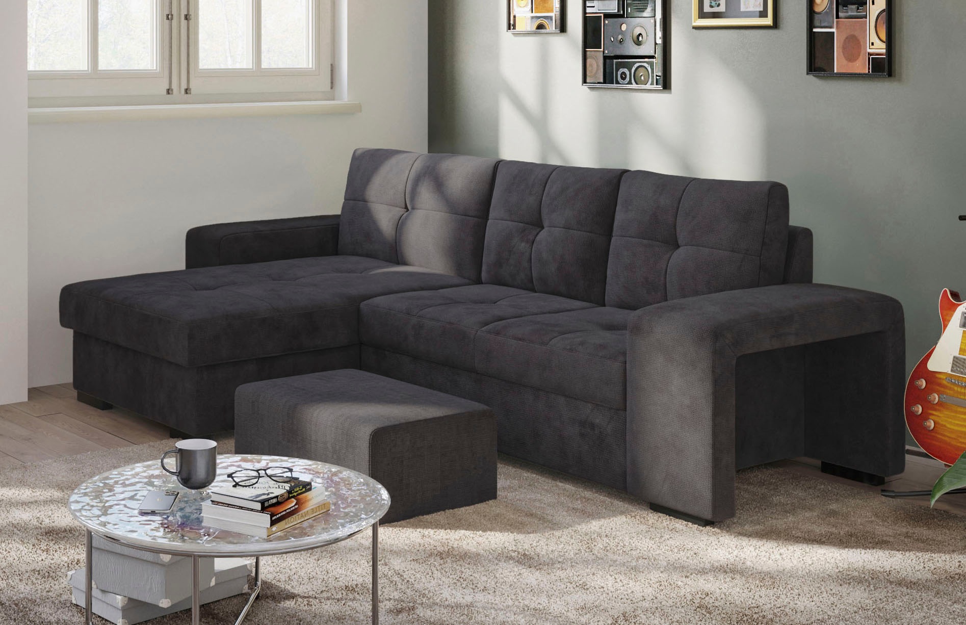 COTTA Ecksofa »Mattina L-Form«, mit Hocker, wahlweise mit Bettfunktion & Bettkasten