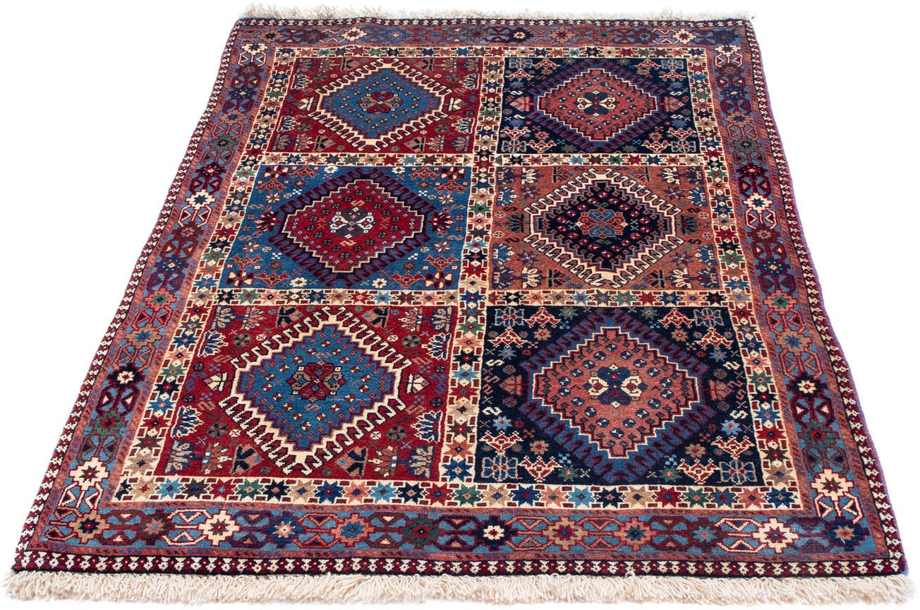 morgenland Wollteppich »Yalameh Felder Blu scuro 154 x 102 cm«, rechteckig, günstig online kaufen