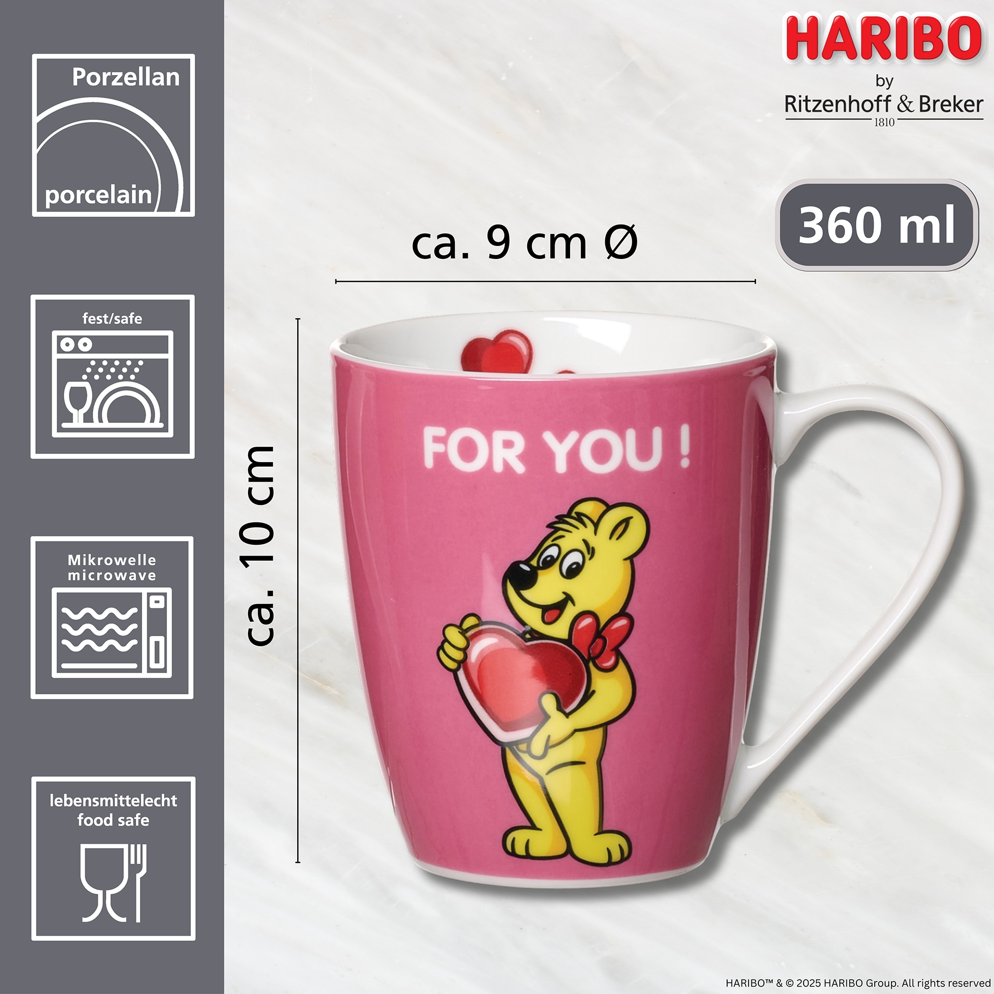 Ritzenhoff & Breker Becher »HARIBO For you, 360 ml«, (1 tlg.), spülmaschinenfest