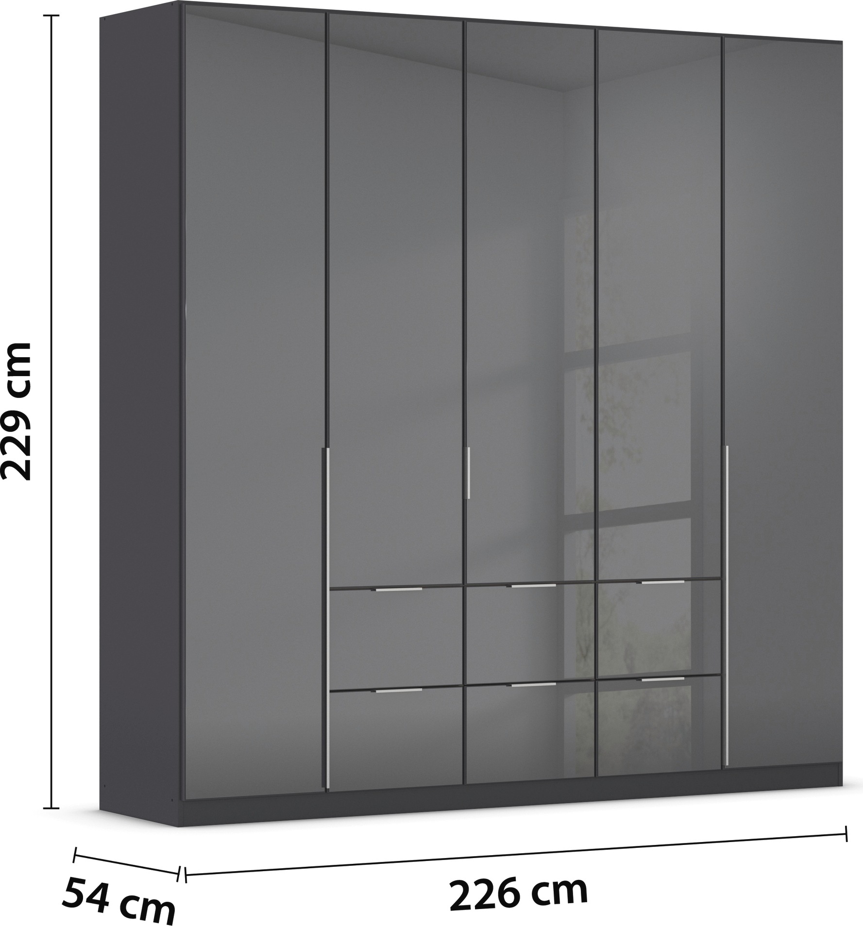 rauch Drehtürenschrank »Kleiderschrank Kleiderschränke Schrank Garderobe AGORDO mit Glasfront«, (in zwei Griff-Farben mit Glasfront), mit Außenschubkästen, in 6 Breiten und 2 Höhen MADE IN GERMANY