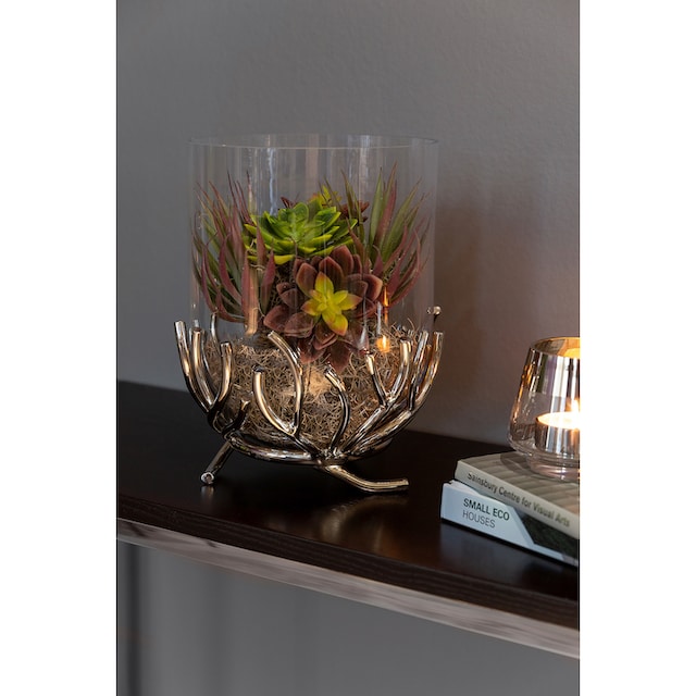 Fink Windlicht »RAMUS«, aus Handarbeit, Metall mit Glaseinsatz, für  Stumpenkerzen, Höhe 27 cm online bestellen
