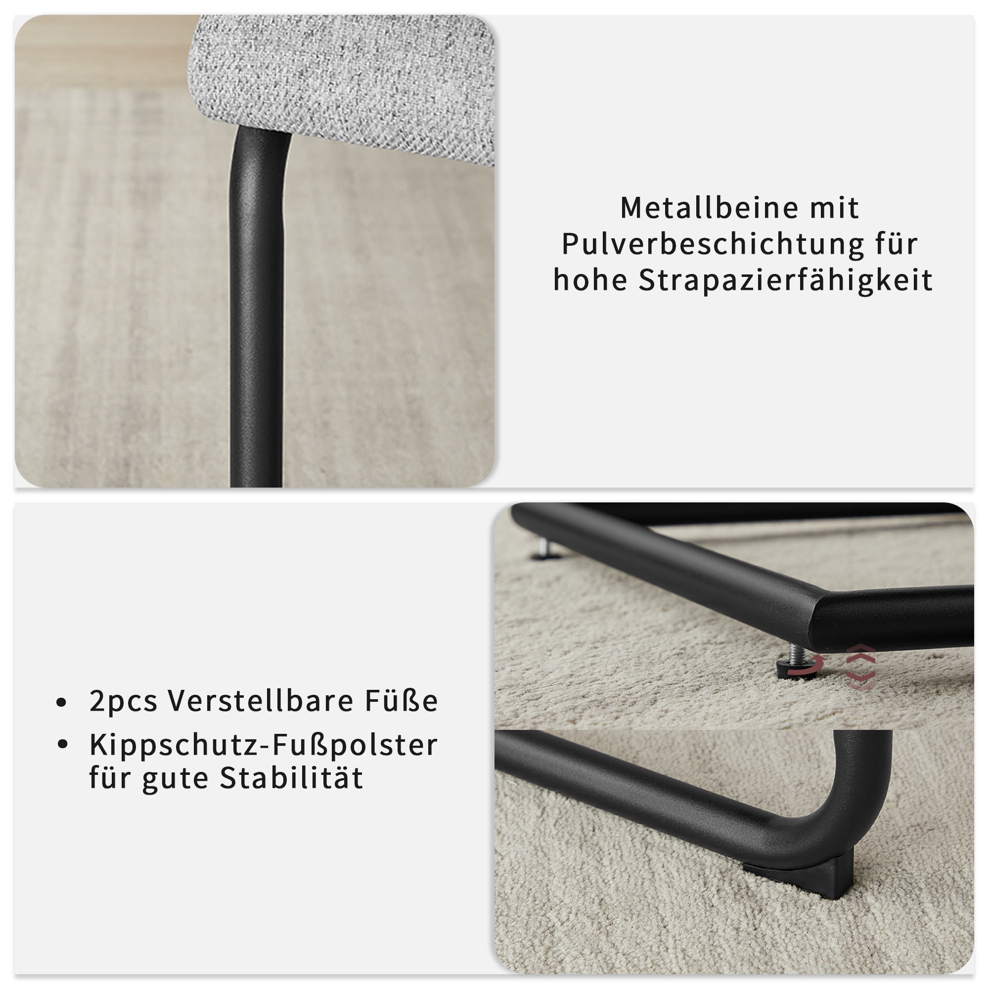OTTO home Essgruppe »Stevian« Set, Ausziehbarer Esstisch + Bank + 2 Stühle, 4 Stk. tlg. Holz, Strukturstoffbezug, Freischwingerstühle, gesteppten Bänken