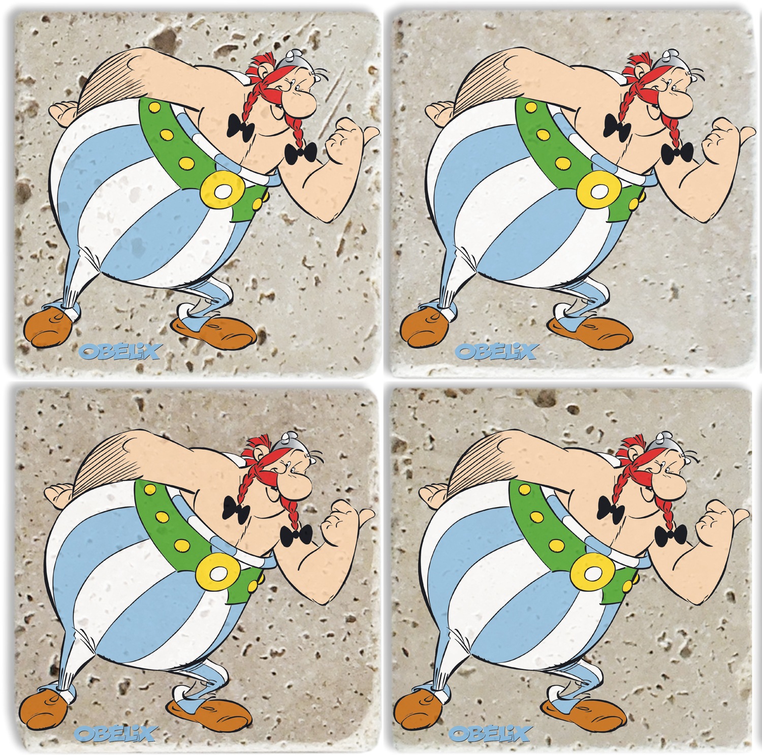 LuckyLinde Getränkeuntersetzer »Obelix Motiv Fliesen Steine«, (Set, 4 tlg.) günstig online kaufen