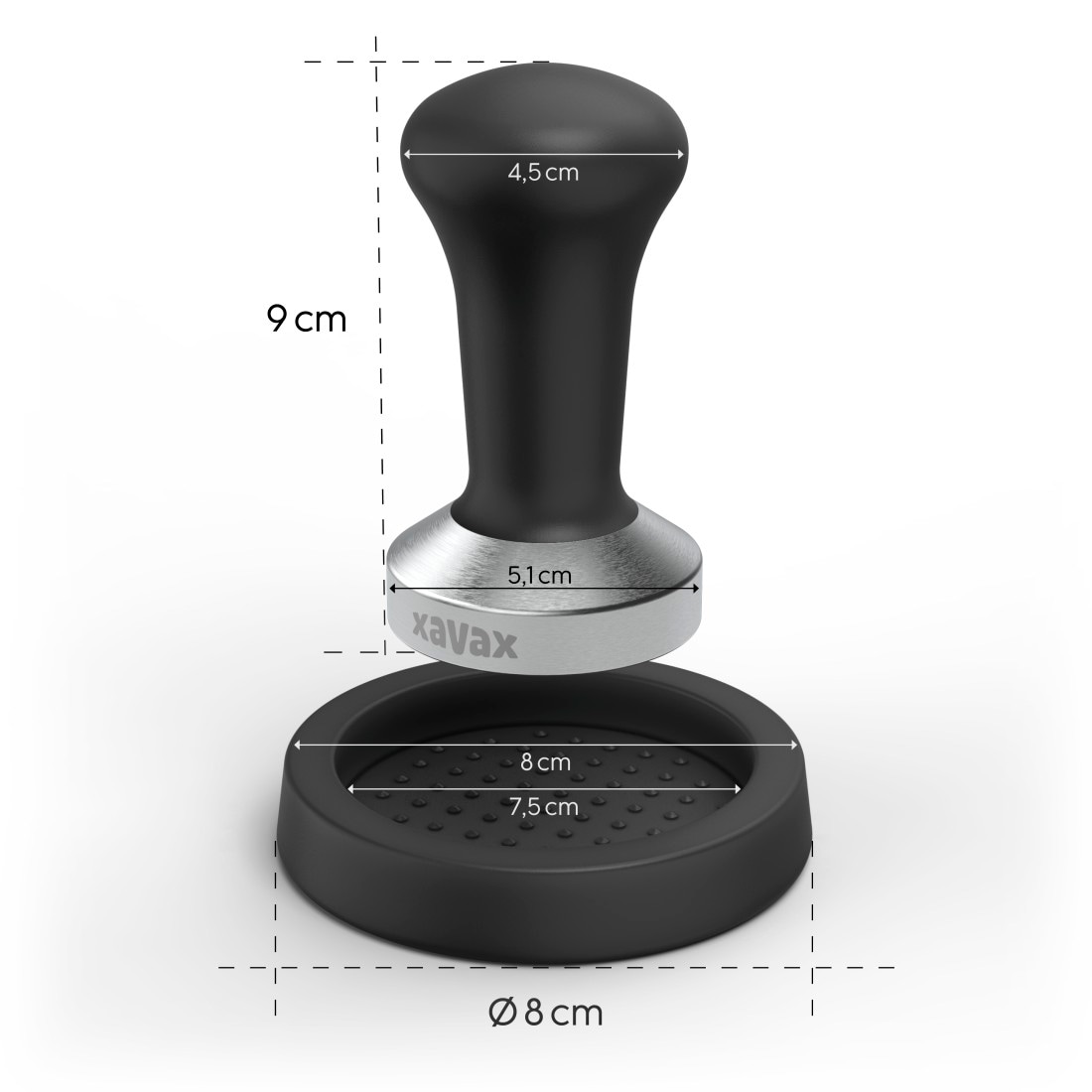 Xavax Tamper »Tamping-Set mit Tamper 51 mm«, (2 tlg.), Tamper mit Tampermatte