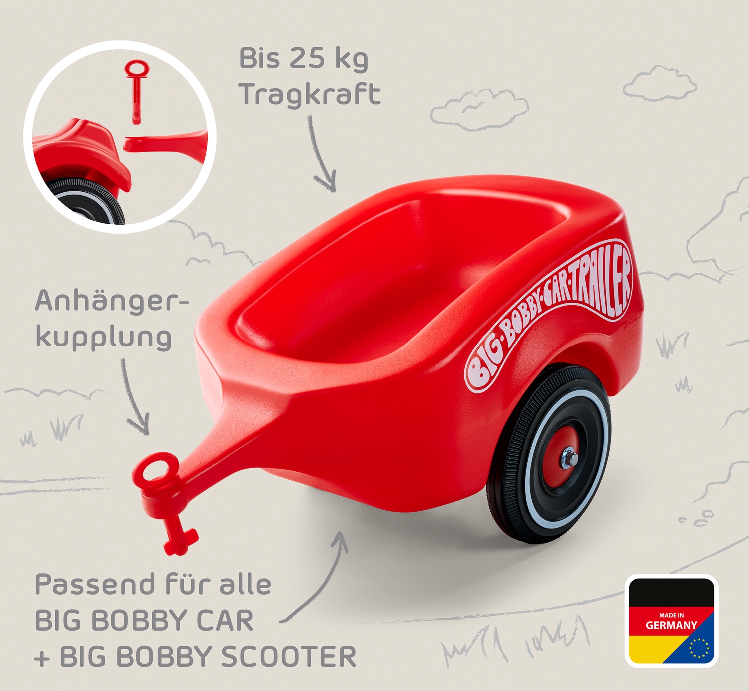 BIG Kinderfahrzeug-Anhänger »BIG Bobby-Car-Trailer« Made in Germany