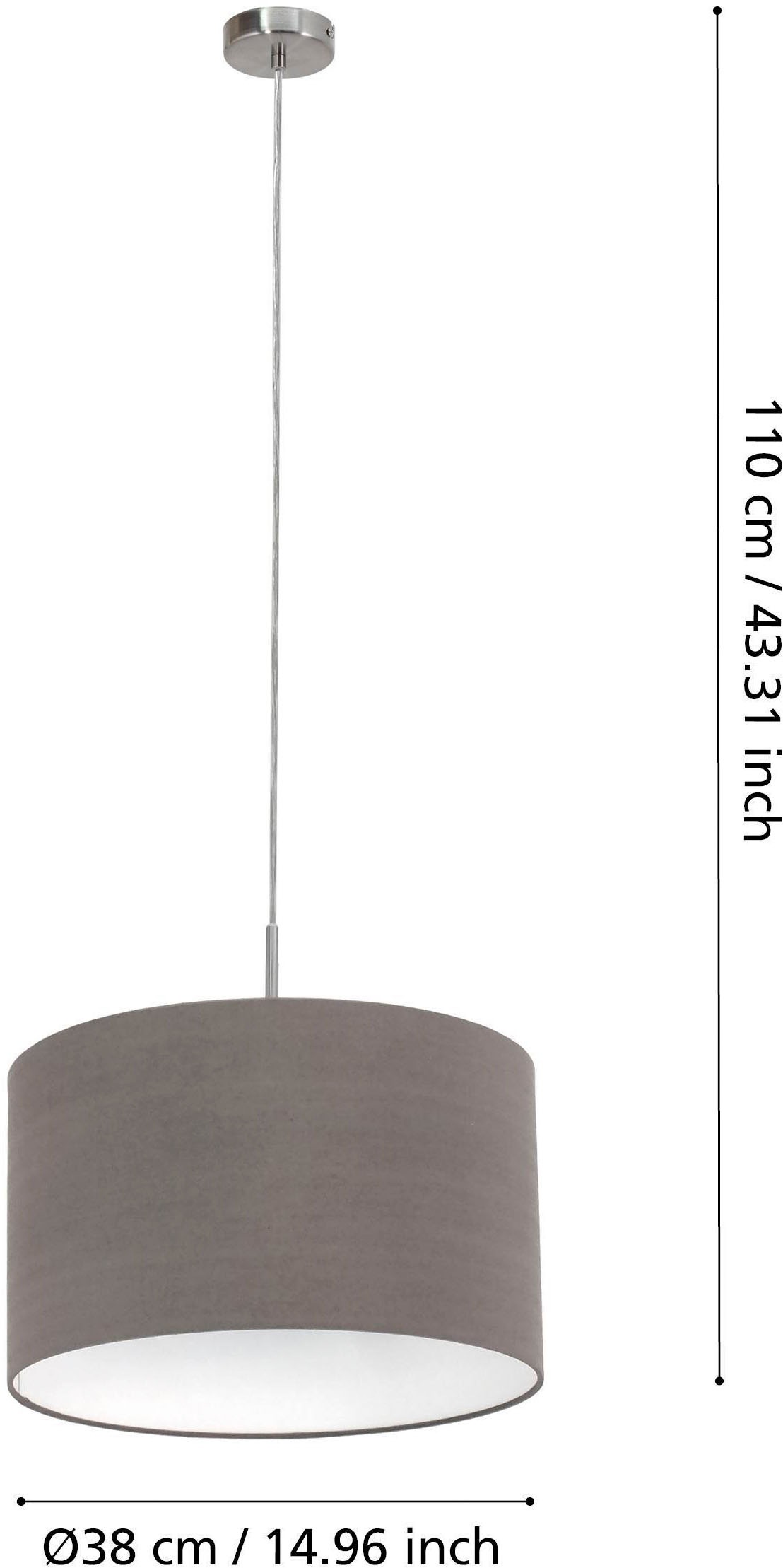 EGLO Hängeleuchte »Pasteri Pendellampe, Hängelampe, Stahl und Stoff, E27, Esszimmerlampe« E27 1 Stk. Textil Pendelleuchte, Hängeleuchte aus Stahl und Stoff, E27, Ø: 38 cm