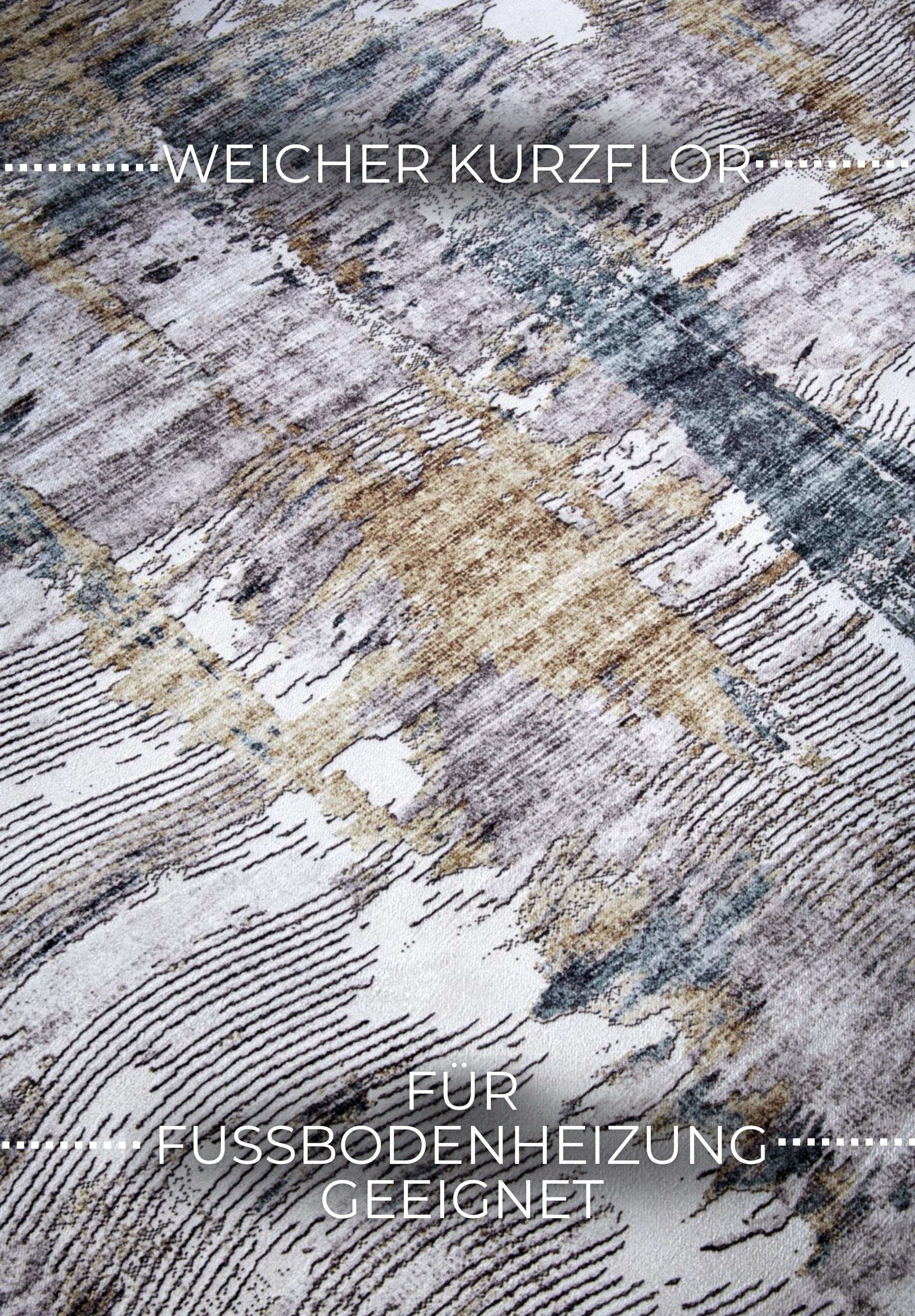ELLE DECORATION Teppich »Malard«, rechteckig, 5 mm Höhe, Kurzflor, Anti Rutsch, Vintage, Modern, Wohnzimmer, Flur