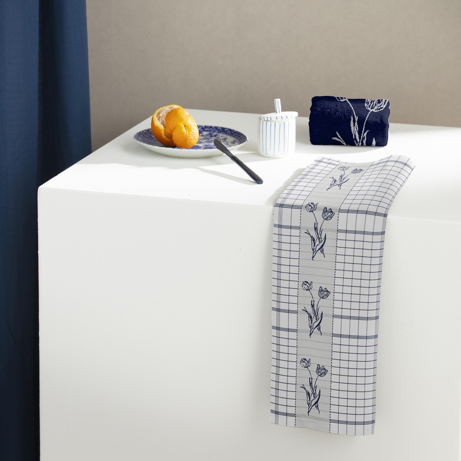 DDDDD Geschirrtuch »DDDDD Küchenhandtuch Lisse 50x55 Blau (6er-Pack)« schnell trocknend, 100% Baumwolle, mit Tulpen