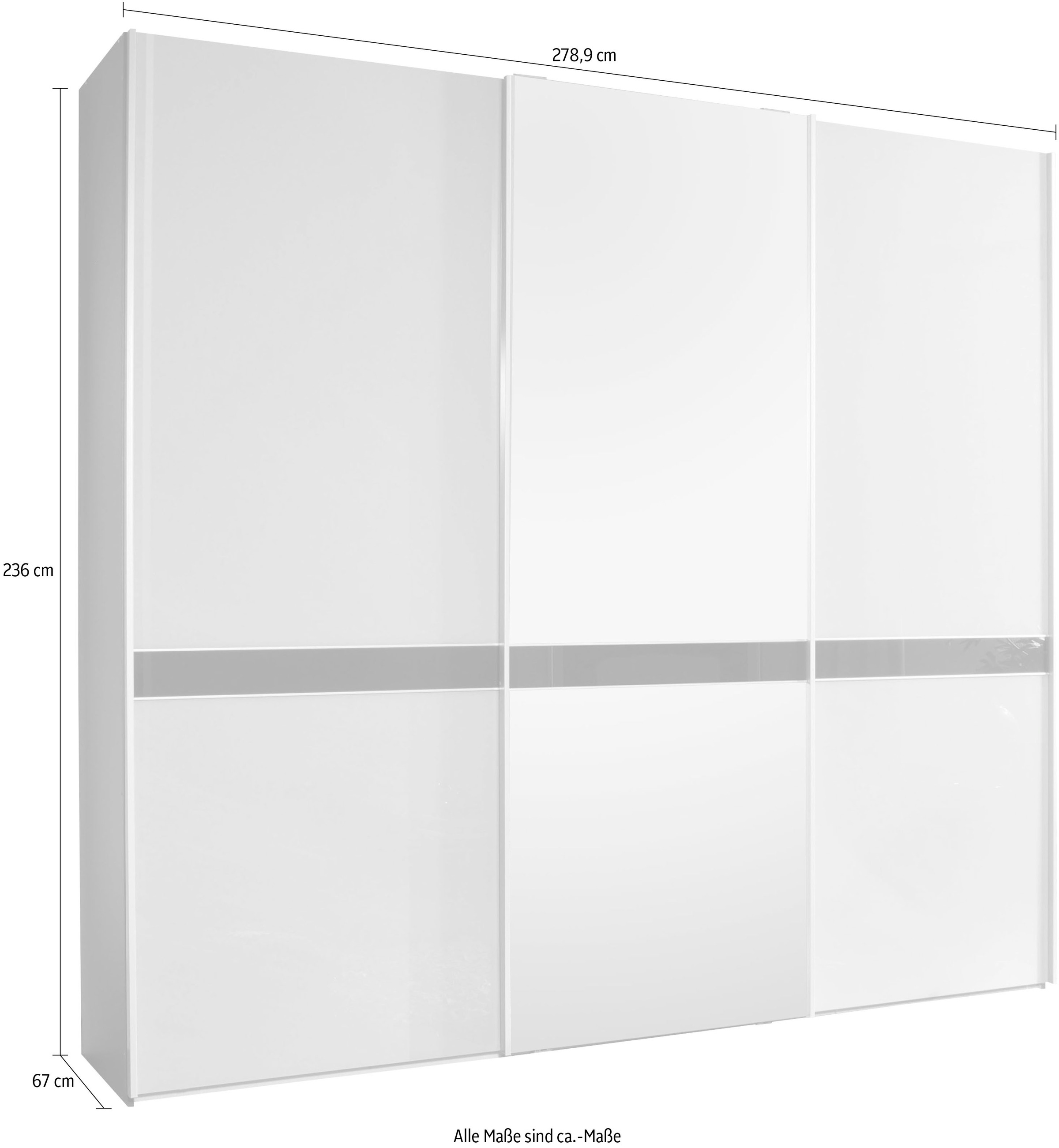 WIEMANN Schwebetürenschrank »Rialto«, hochwertige Glas- und Spiegelfront mit Querriegel