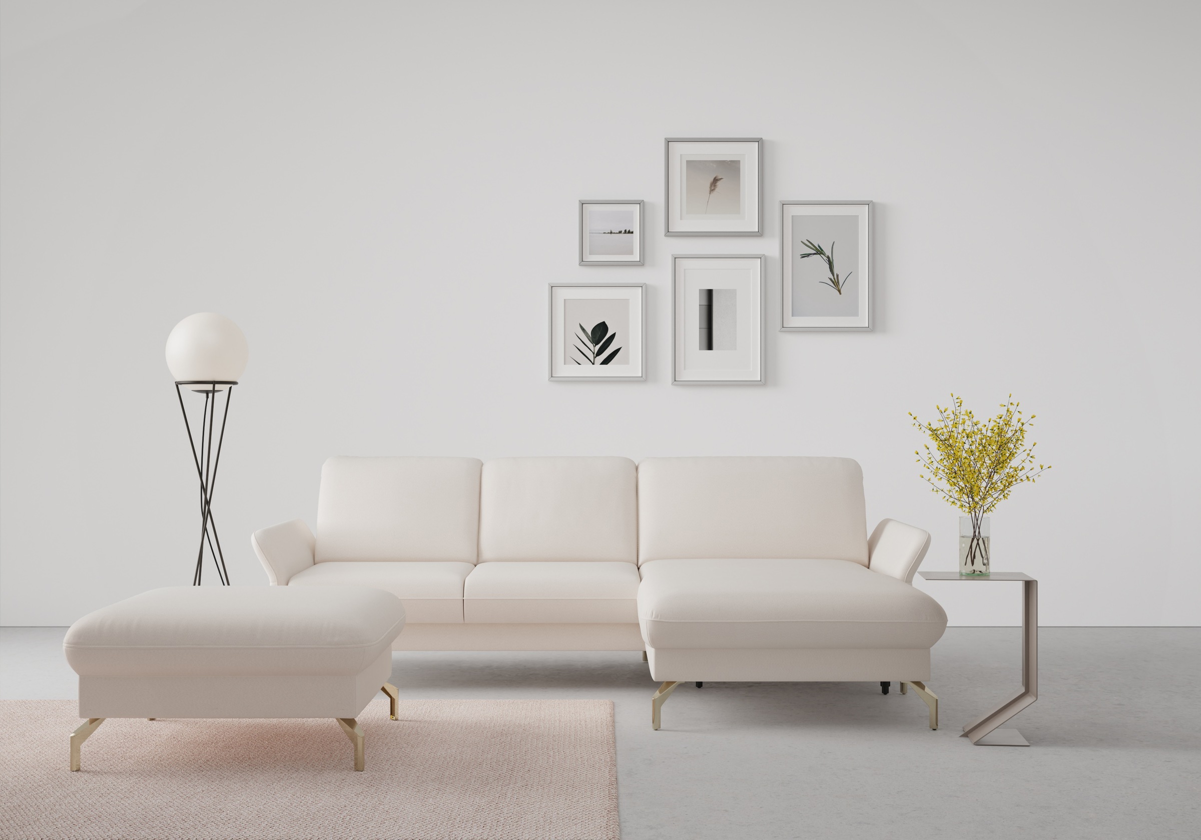 sit&more Ecksofa »Fashion L-Form«, wahlweise mit Kopfteilverstellung, Vorziehsitz, motorisch, Nickelfüße