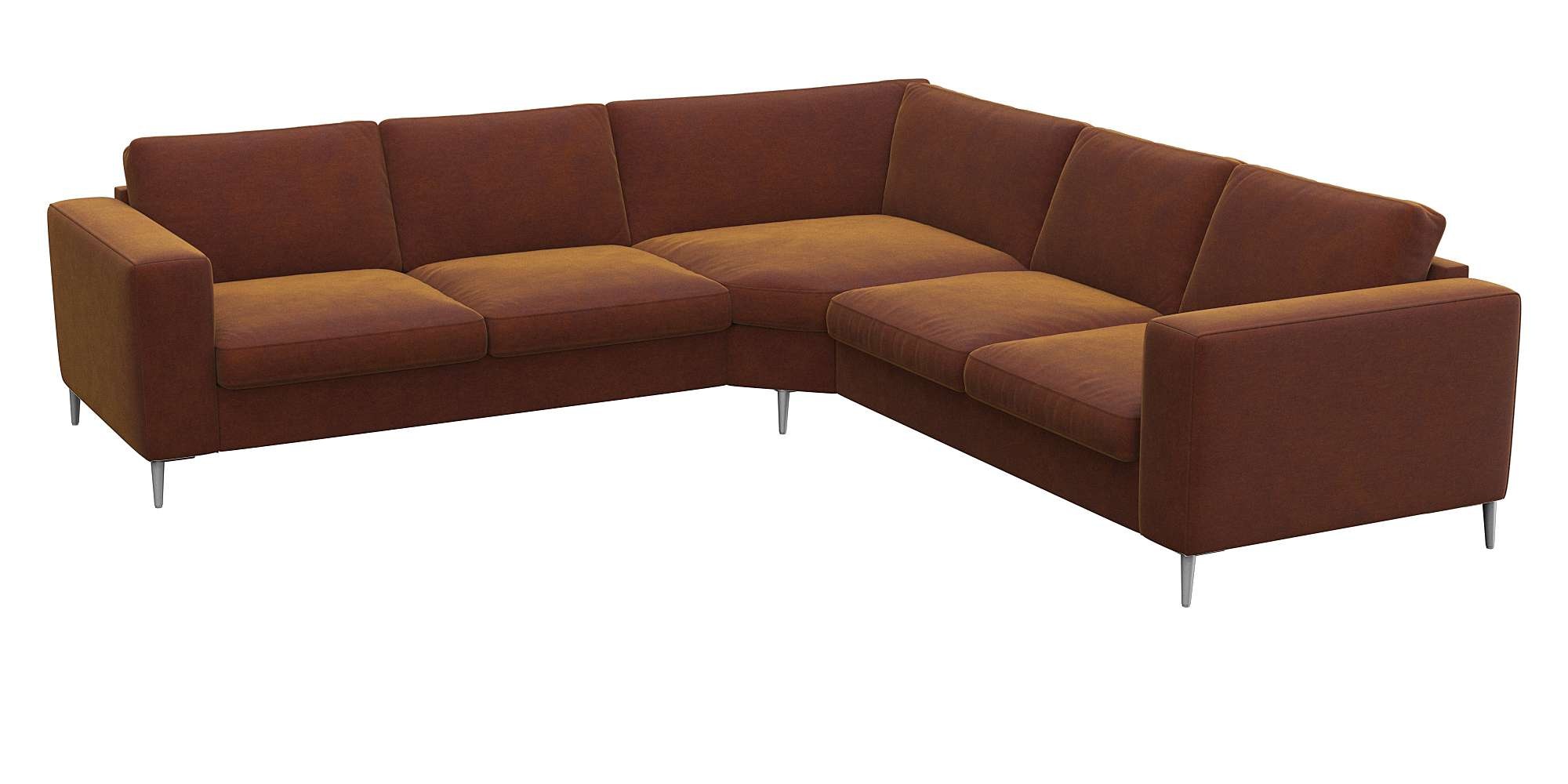 FLEXLUX Ecksofa »Fiore, gleichschenklig, super Sitzkomfort durch Kaltschaum im Sitz«, breite Armlehnen, Füße Alu