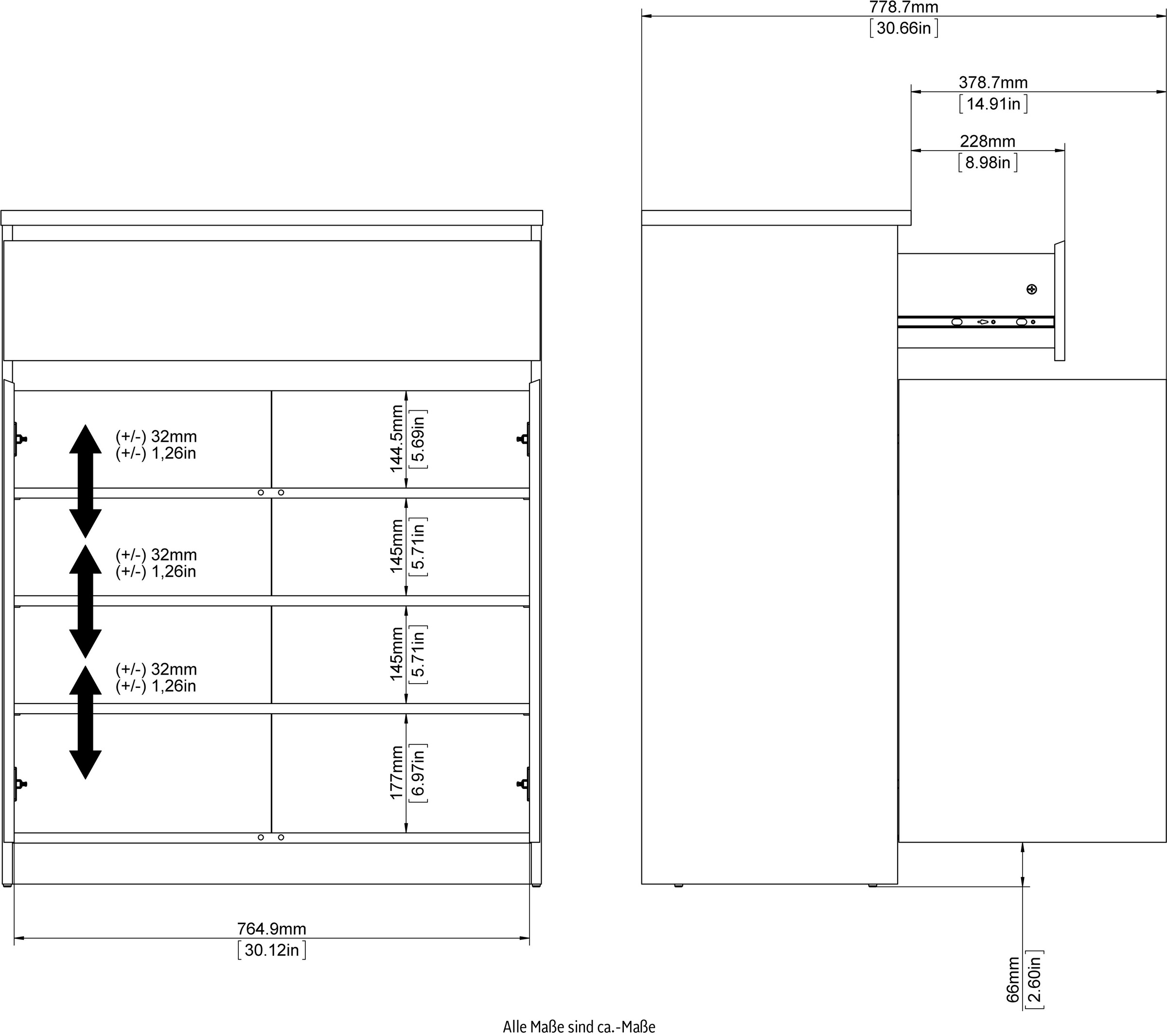 INOSIGN Kommode »Naia«, abgerundete Schubladenkanten auf Metallgleiter, Breite 80,2 cm