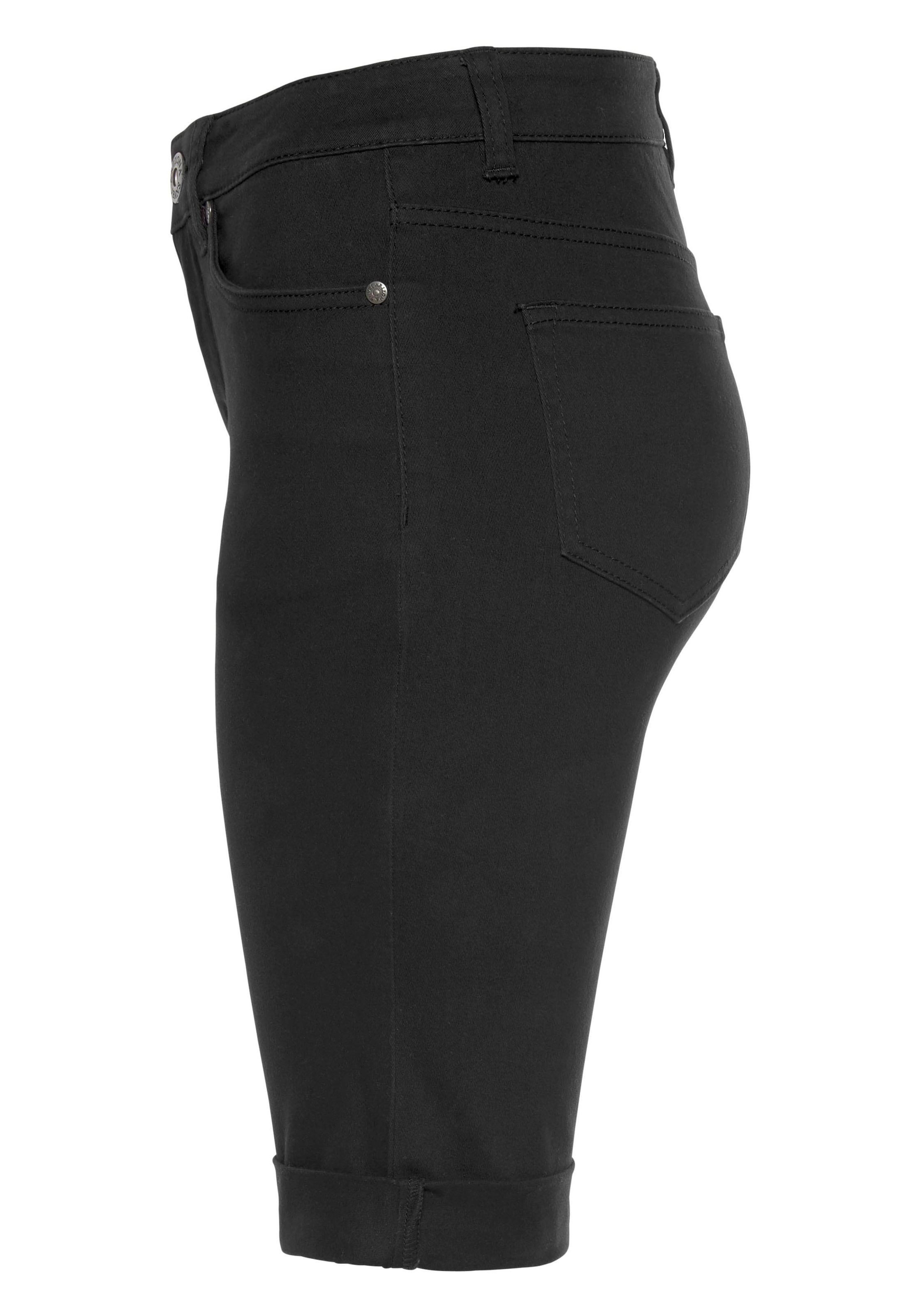 Arizona Jeansbermudas, schmale Passform, krempelbarer Saum, Usedwaschung, hohe Leibhöhe