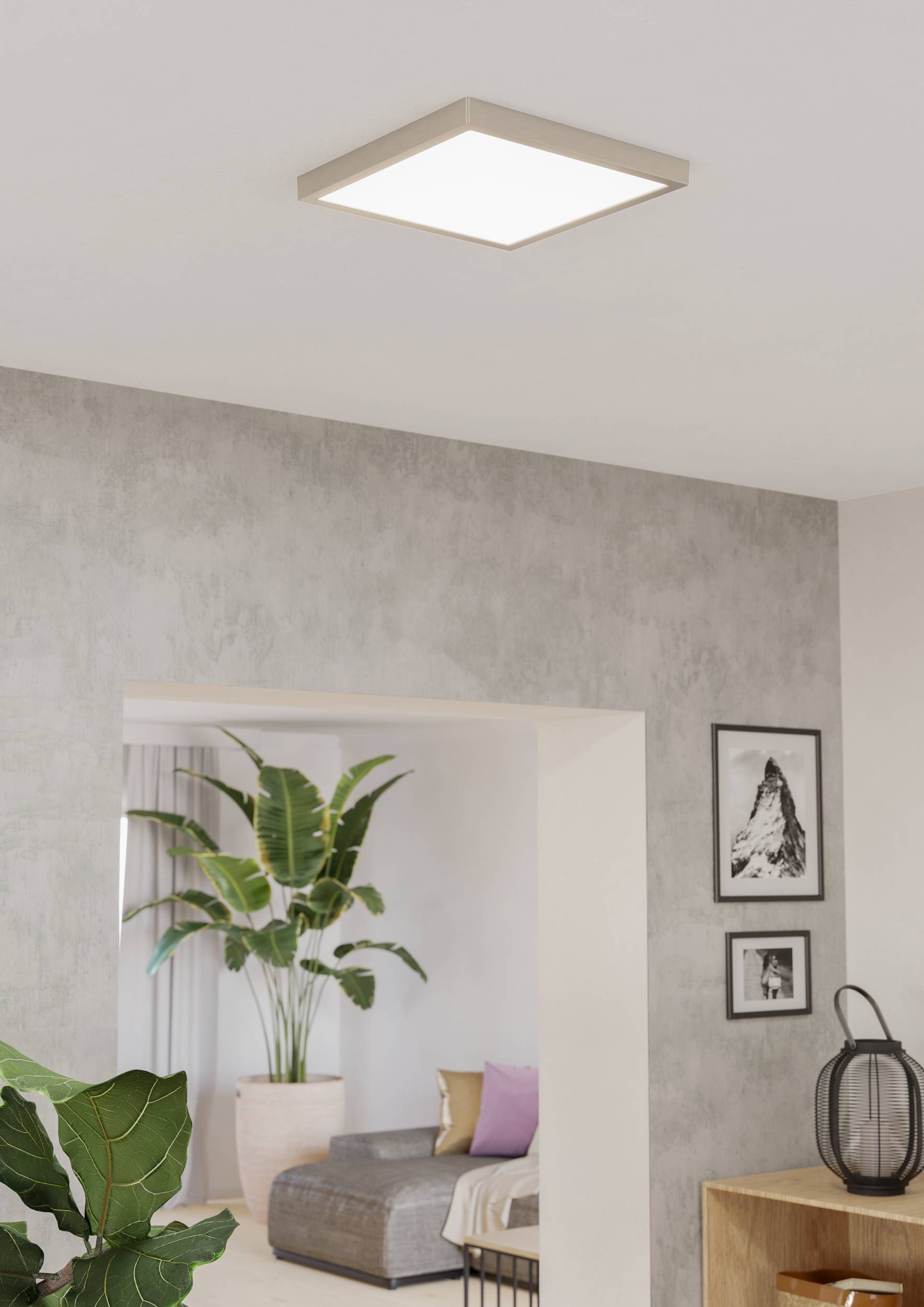 EGLO Aufbauleuchte »Fueva 6 Deckenleuchte, Metall und Kunststoff, Deckenbeleuchtung, Lampe« LED-Modul 1 Stk. Kaltweiß | Neutralweiß | Warmweiß Aufbauleuchte - L29 x B29 x H2,5 cm - nickel-matt - 13W inkl.