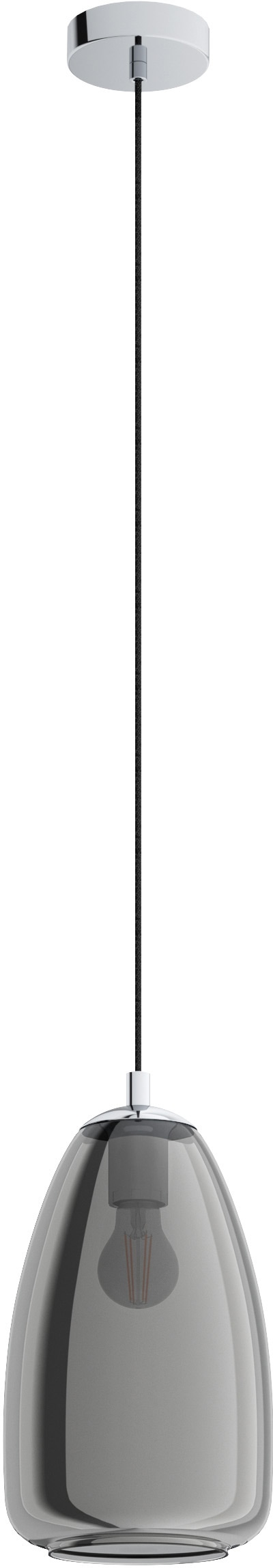 EGLO Hängeleuchte »ALOBRASE«, 1 flammig, Leuchtmittel E27 | Leuchtmittel wechselbar-ohne Leuchtmittel, chrom / Ø20 x H110 cm / Pendellampe / Esstischlampe / Küche