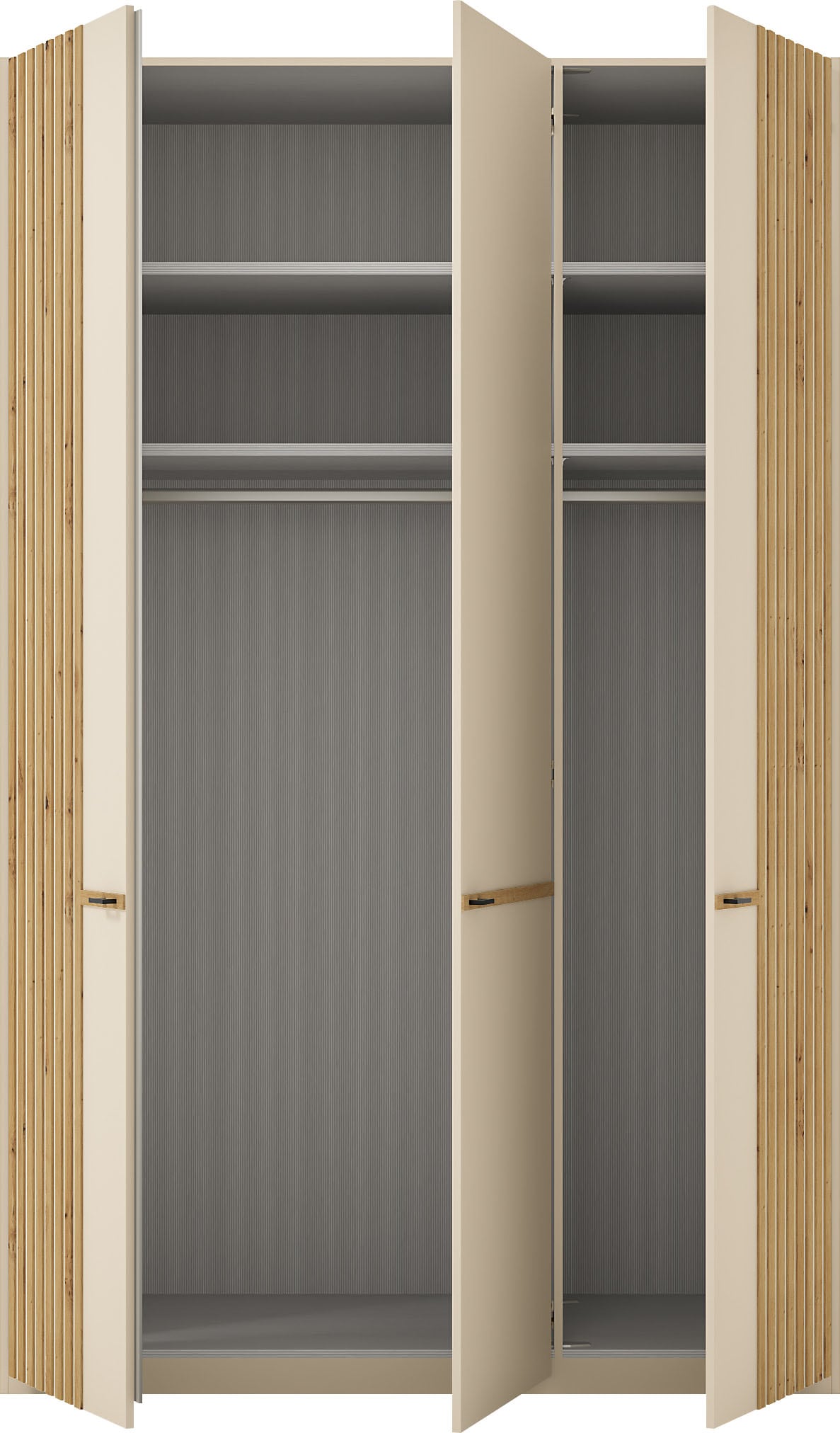 Musterring Drehtürenschrank »Isabelle« Lamellen in Eiche, Griffe in schwarz, verschiedene Größen und Farben