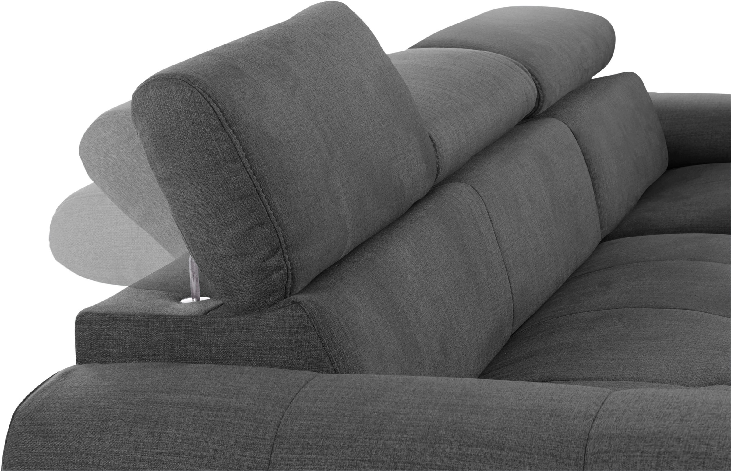 COTTA Ecksofa »Mia L-Form mit 3 Zierkissen«, wahlweise mit Bettfunktion, Bettkasten, Beleuchtung & Wireless-Charger