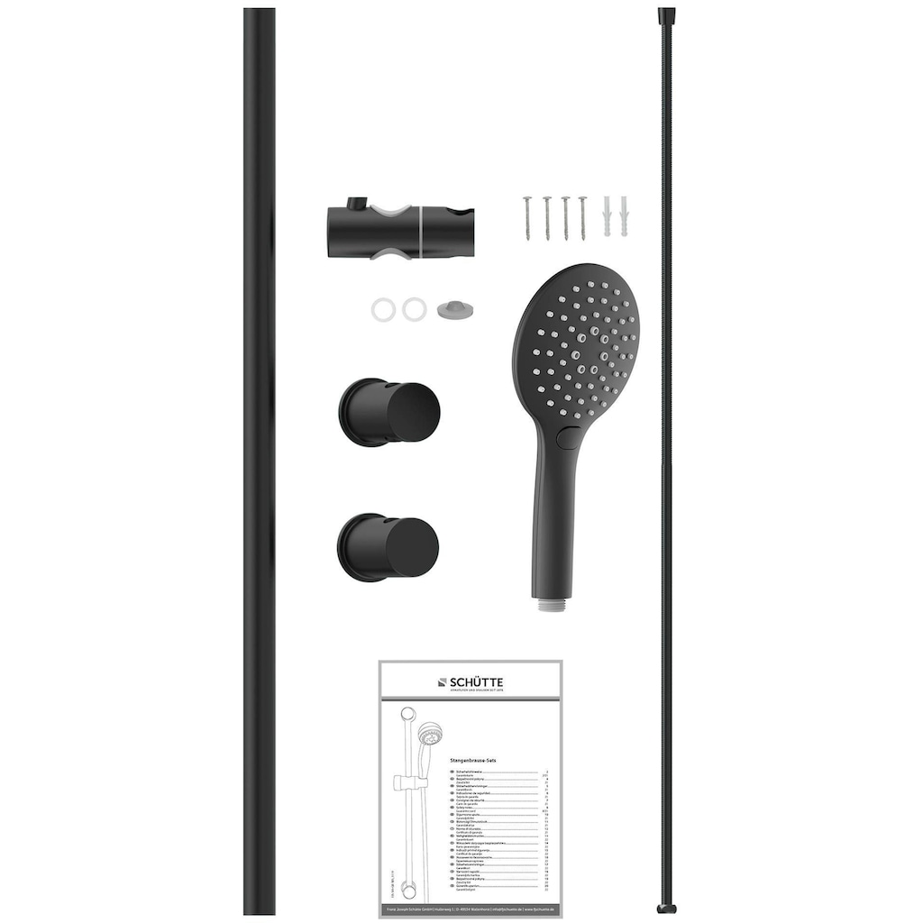 Schütte Duschsystem »BLACK«, Überkopfbrauseset mit Thermostat, höhenverstellbar