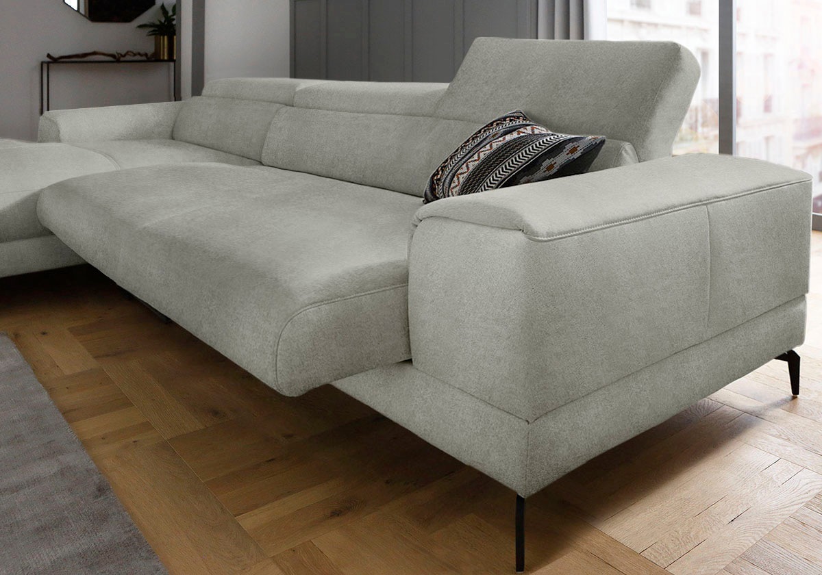 W.SCHILLIG Ecksofa »piedroo, Designsofa mit tollem Sitzkomfort, bequem, L-Form«, Kopfteilverstellung, wahlweise mit Sitztiefenverstellung, Breite 343cm