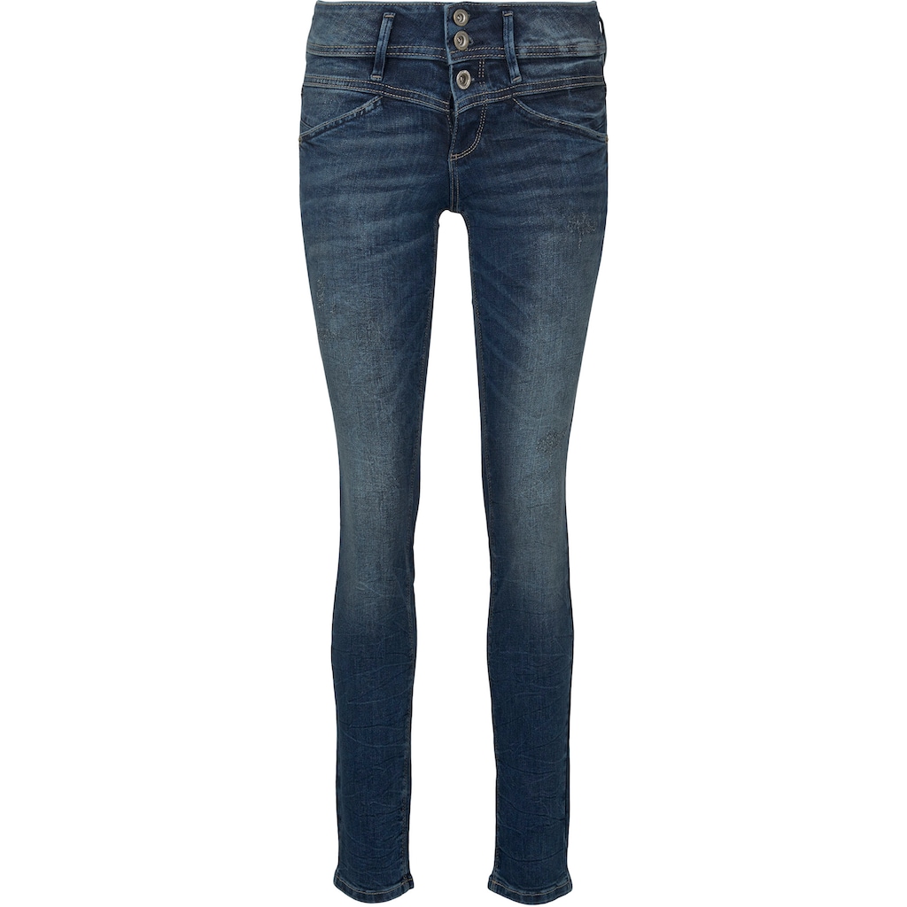 TOM TAILOR Slim-fit-Jeans »Alexa Slim«, mit Knopfleiste und dekorativ gesteppter Passe