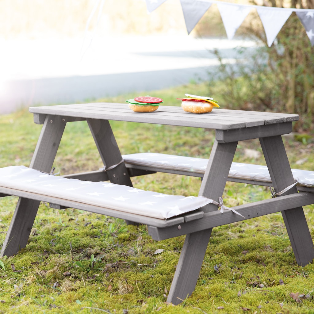 roba® Kindersitzgruppe »Picknick for 4 Outdoor Deluxe, Grau«, mit abgerundeten Ecken