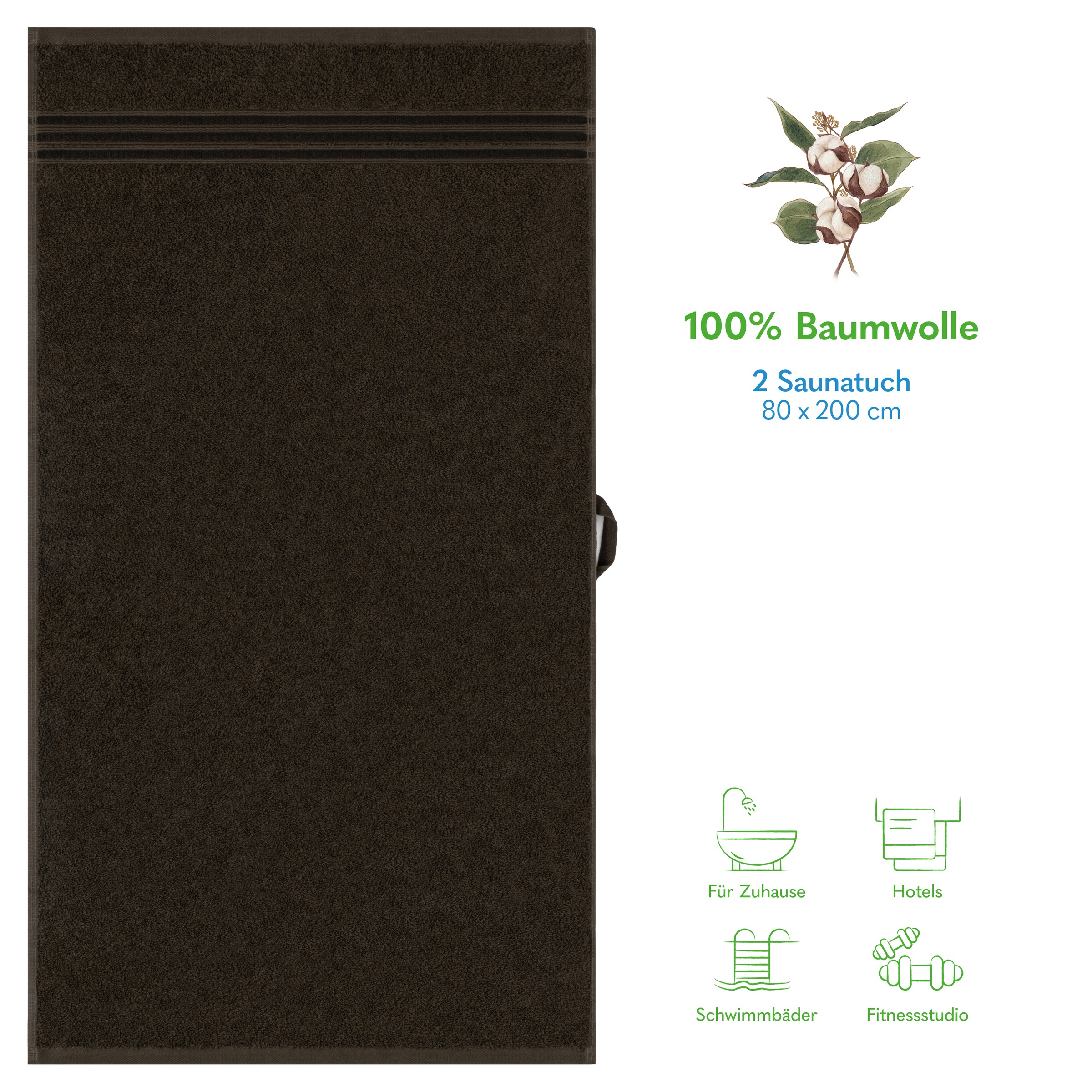 HAMMETEX Saunatuch »Hammetex 2er Set extra große Saunatücher«, (Packung, 2 St., 80x200 Saunatücher), 100% Baumwolle – Weich & Saugfähig – Luxuriöse Große Spa-Badetücher