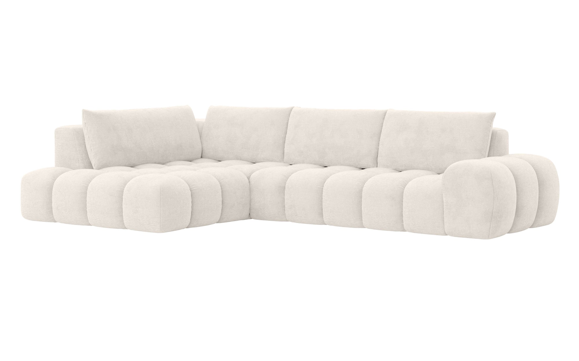 OTTO home Ecksofa »AZITA L-Form, XL 296 cm - Designsofa in Bubble-Optik« lose Rückenkissen, traumhafte Steppung