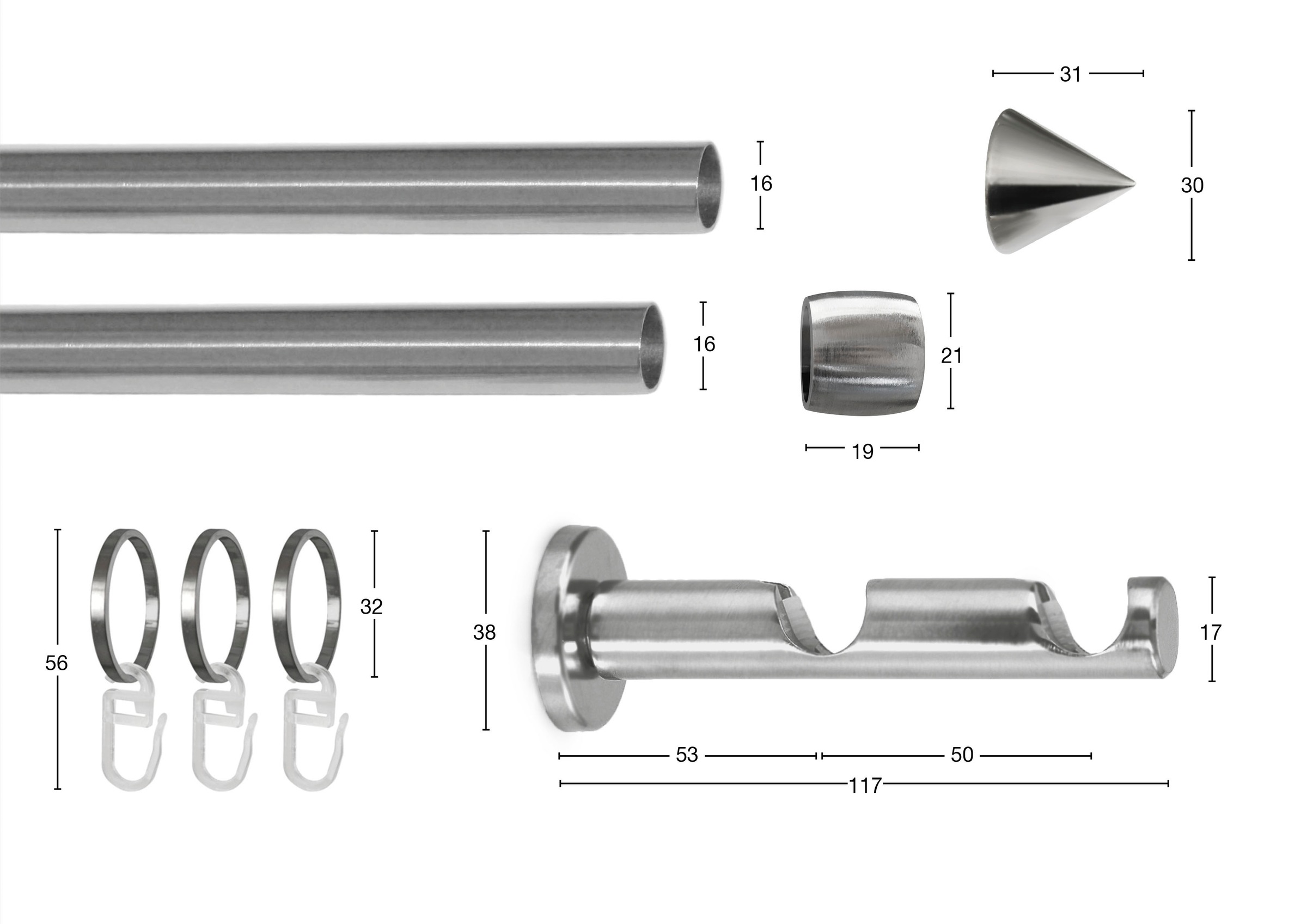 GARESA Gardinenstange »DIAMANT« Ø 16 mm 2 läufig-läufig Wunschmaßlänge;Träg günstig online kaufen